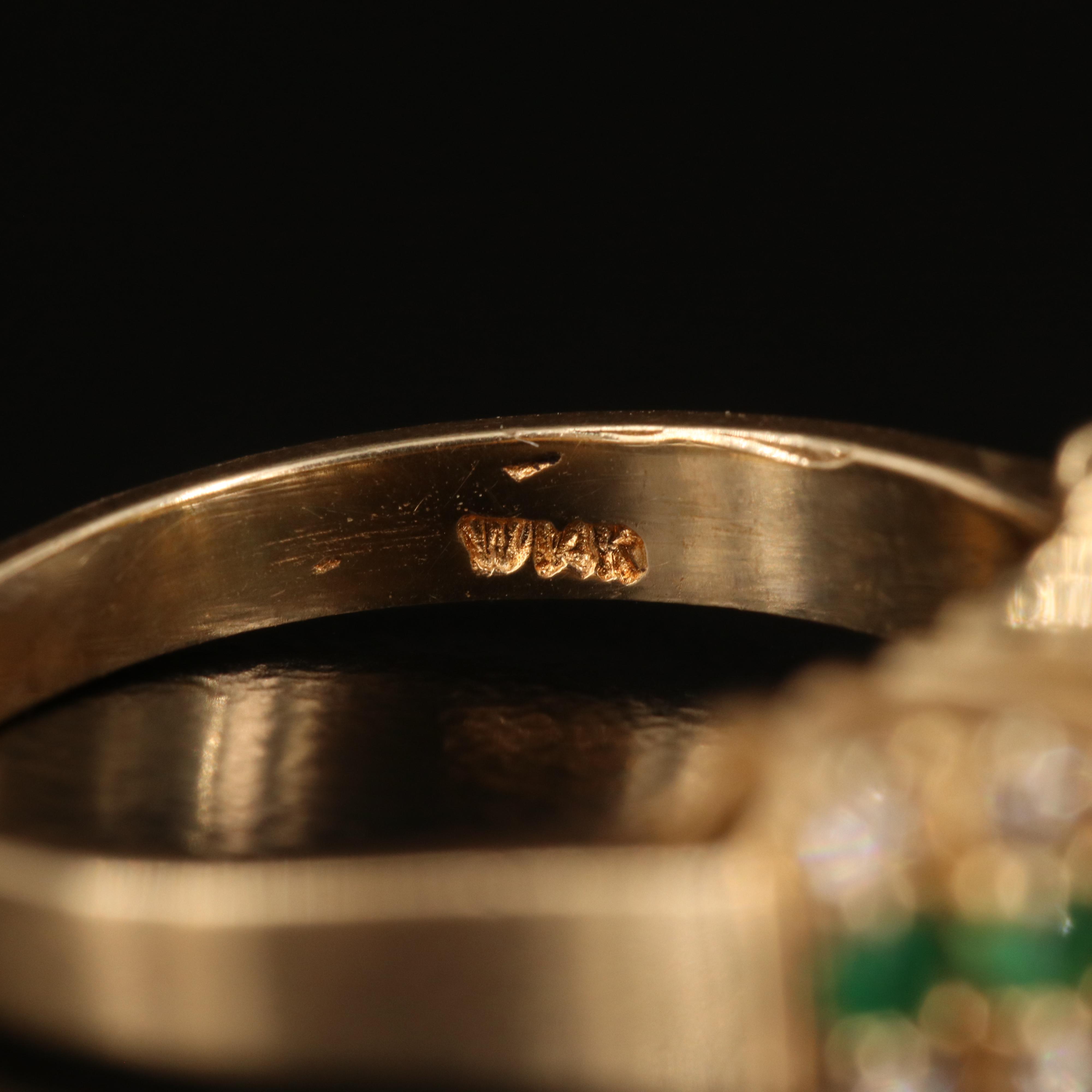 14K Emerald and Diamond Stepped Ring