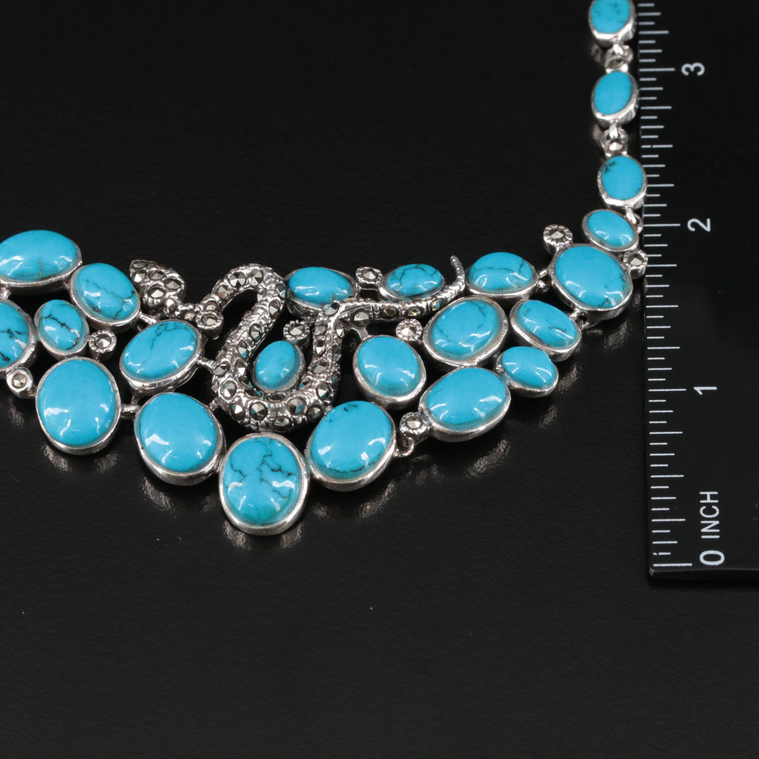 Sterling Turquoise and Marcasite Snake Necklace