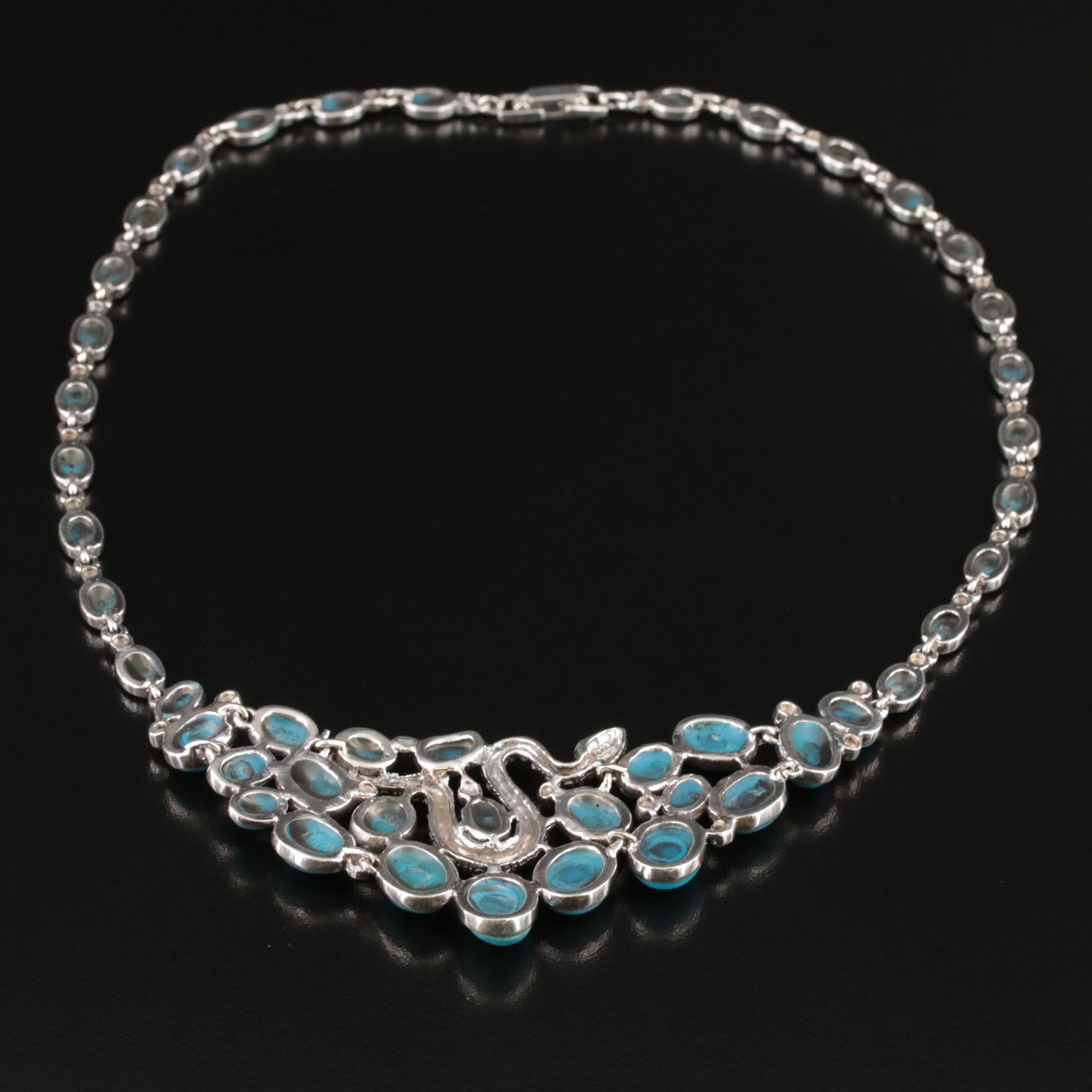 Sterling Turquoise and Marcasite Snake Necklace