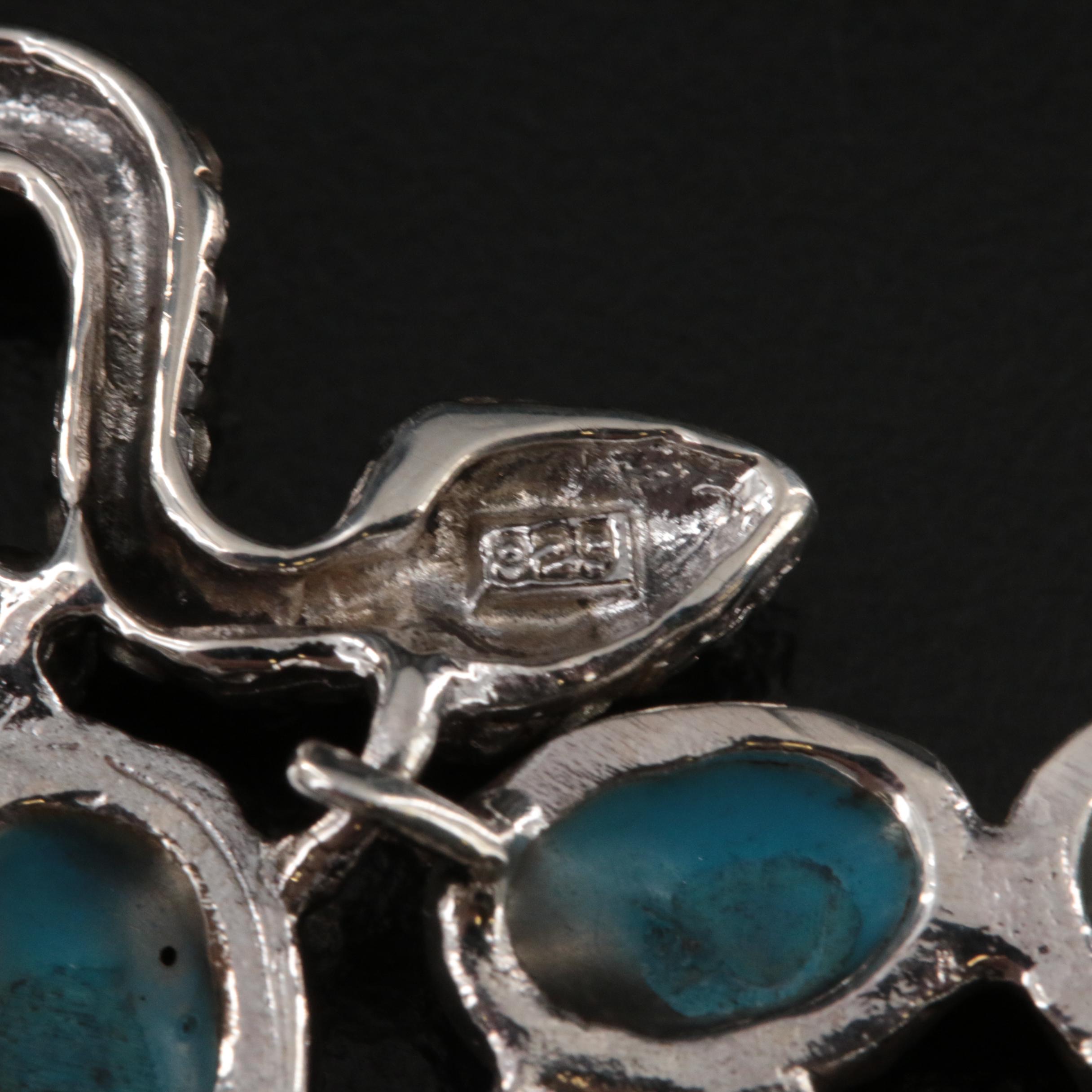 Sterling Turquoise and Marcasite Snake Necklace