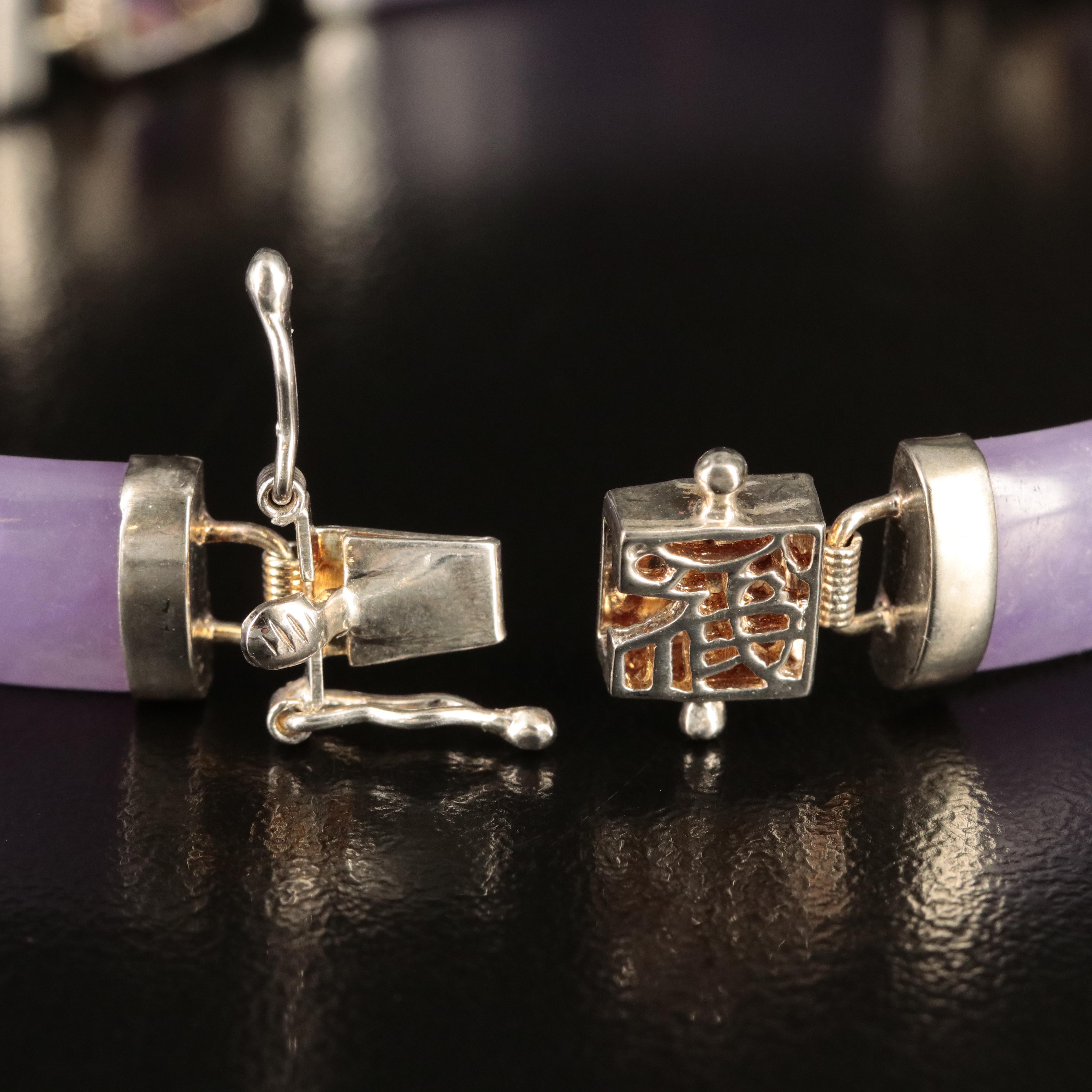 14K Jadeite and Sterling "Good Fortune" Amethyst Bracelets