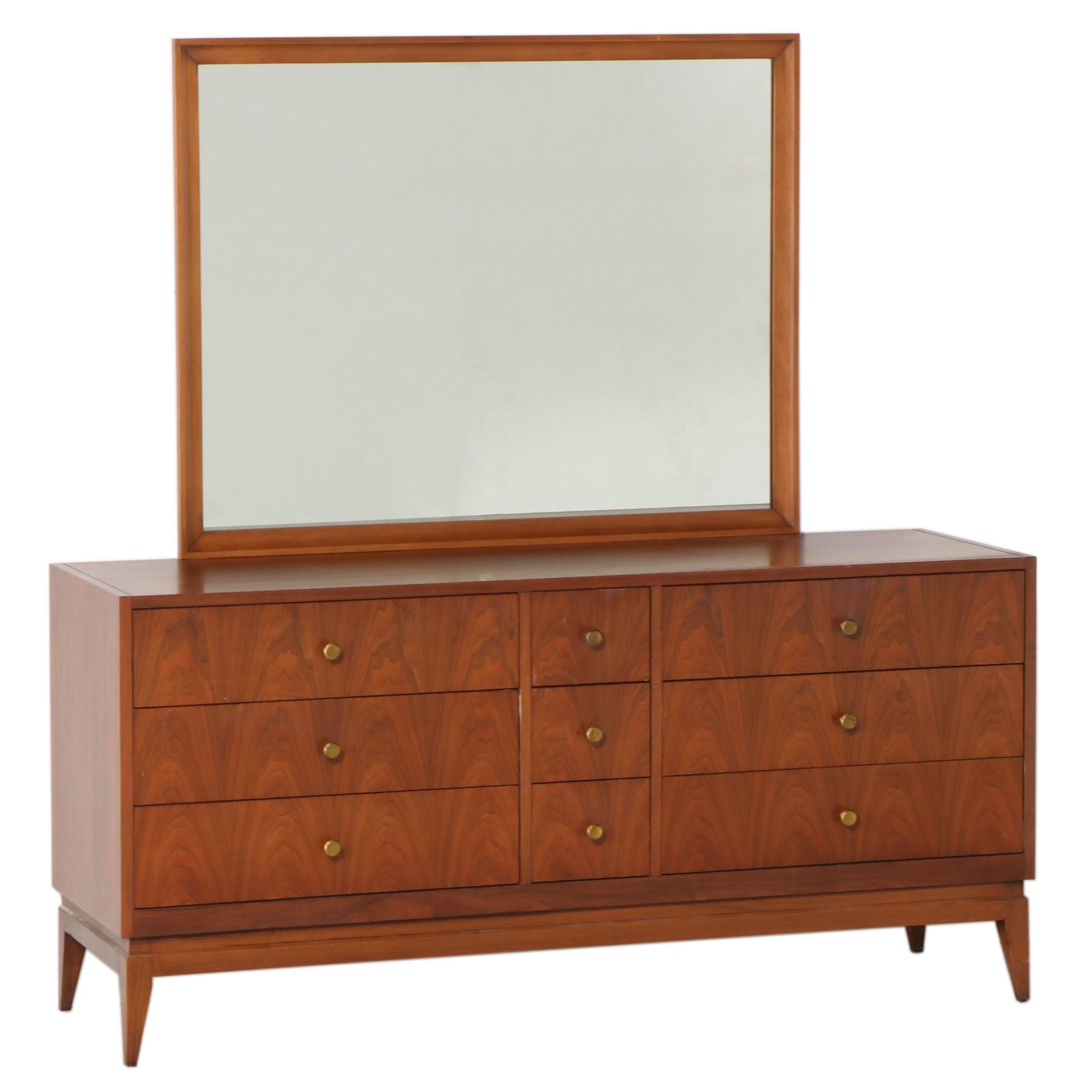 National Furniture Co. Mid Century Modern Walnut and Beech Dresser