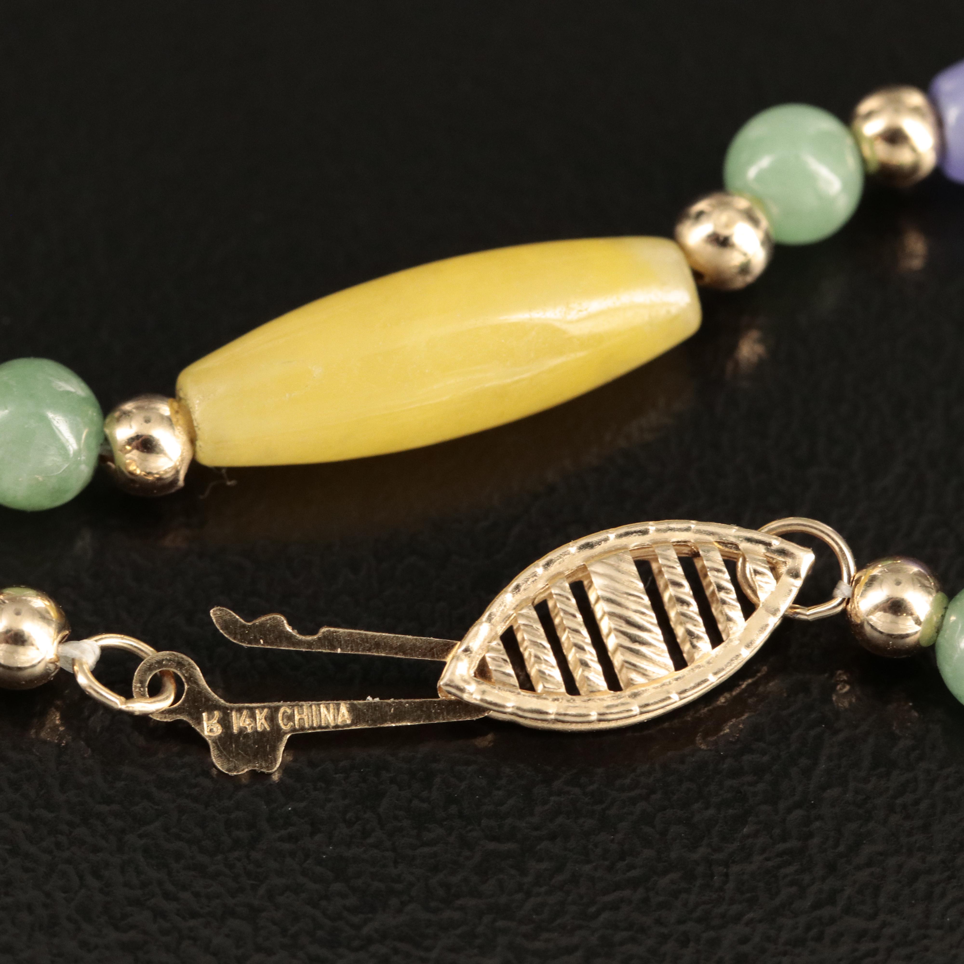 14K Jadeite and Sterling "Good Fortune" Amethyst Bracelets