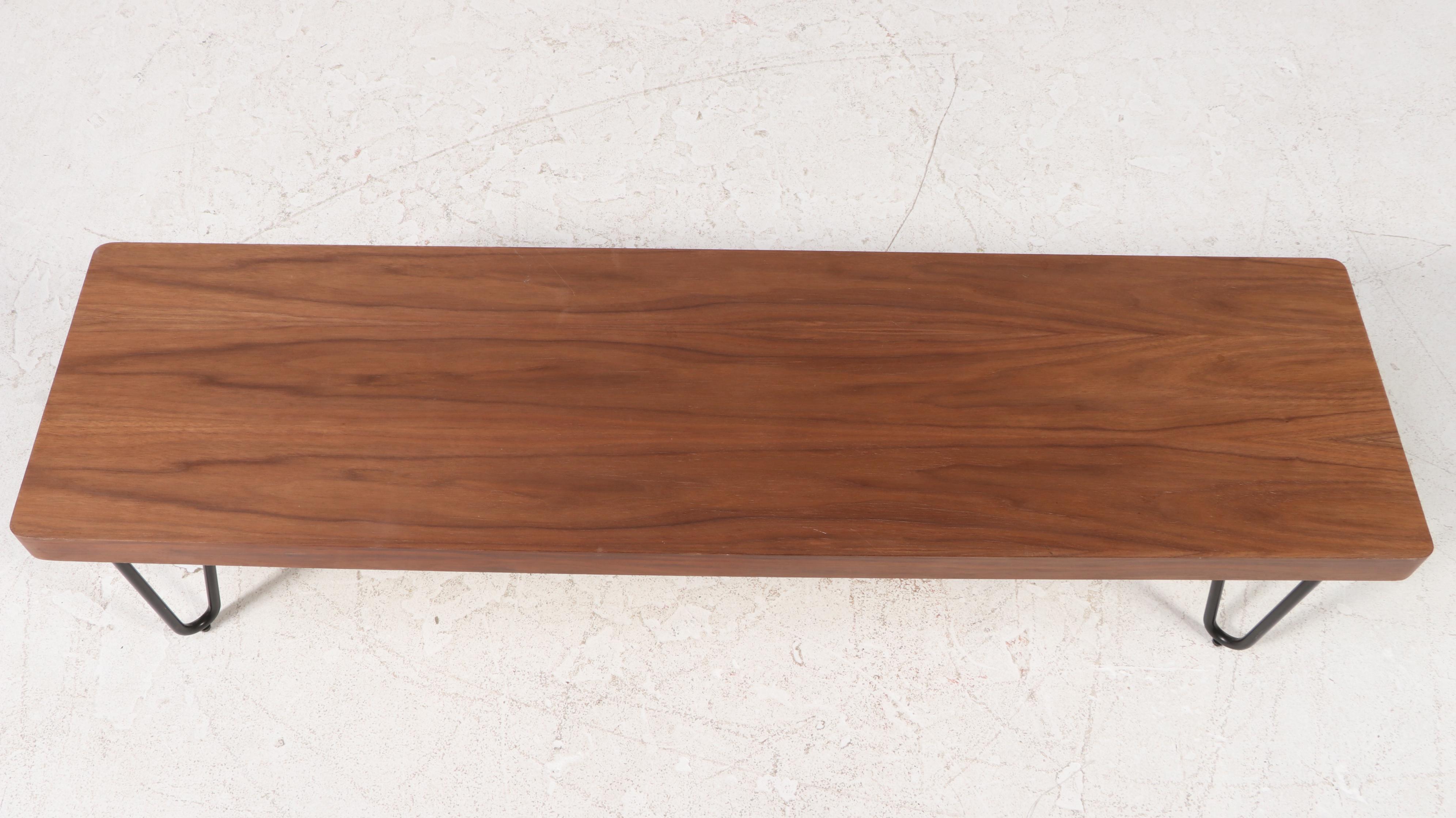 Modernist Style Walnut Coffee Table with Hairpin Legs