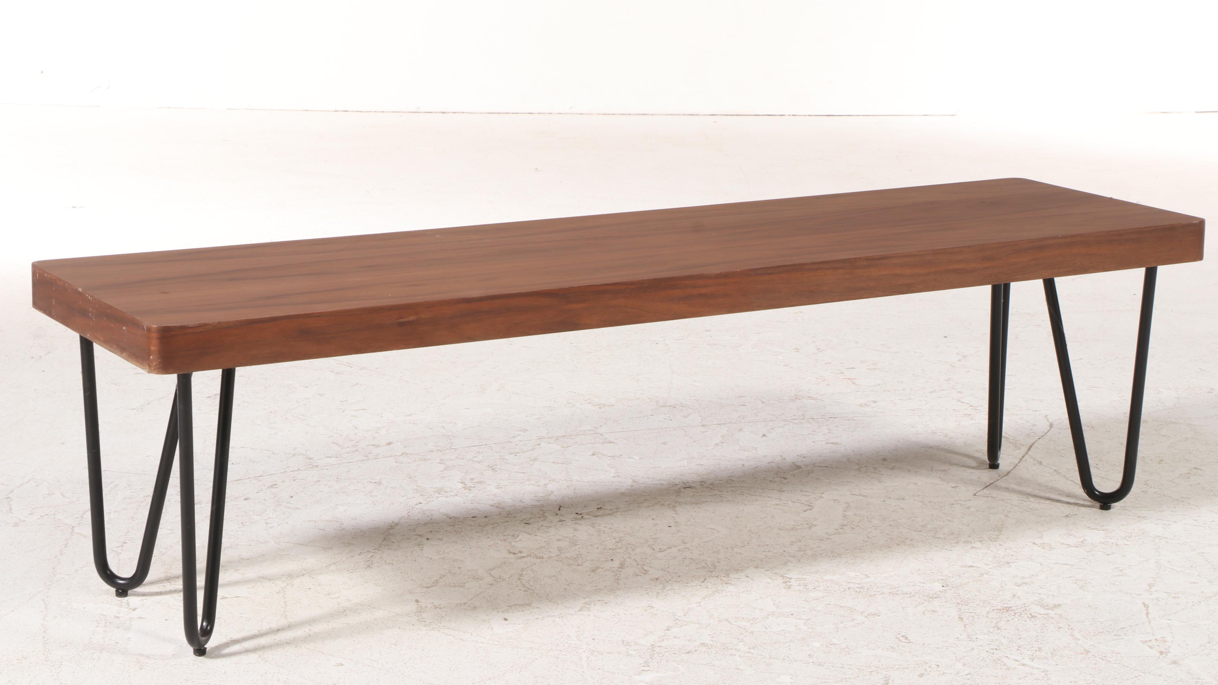 Modernist Style Walnut Coffee Table with Hairpin Legs