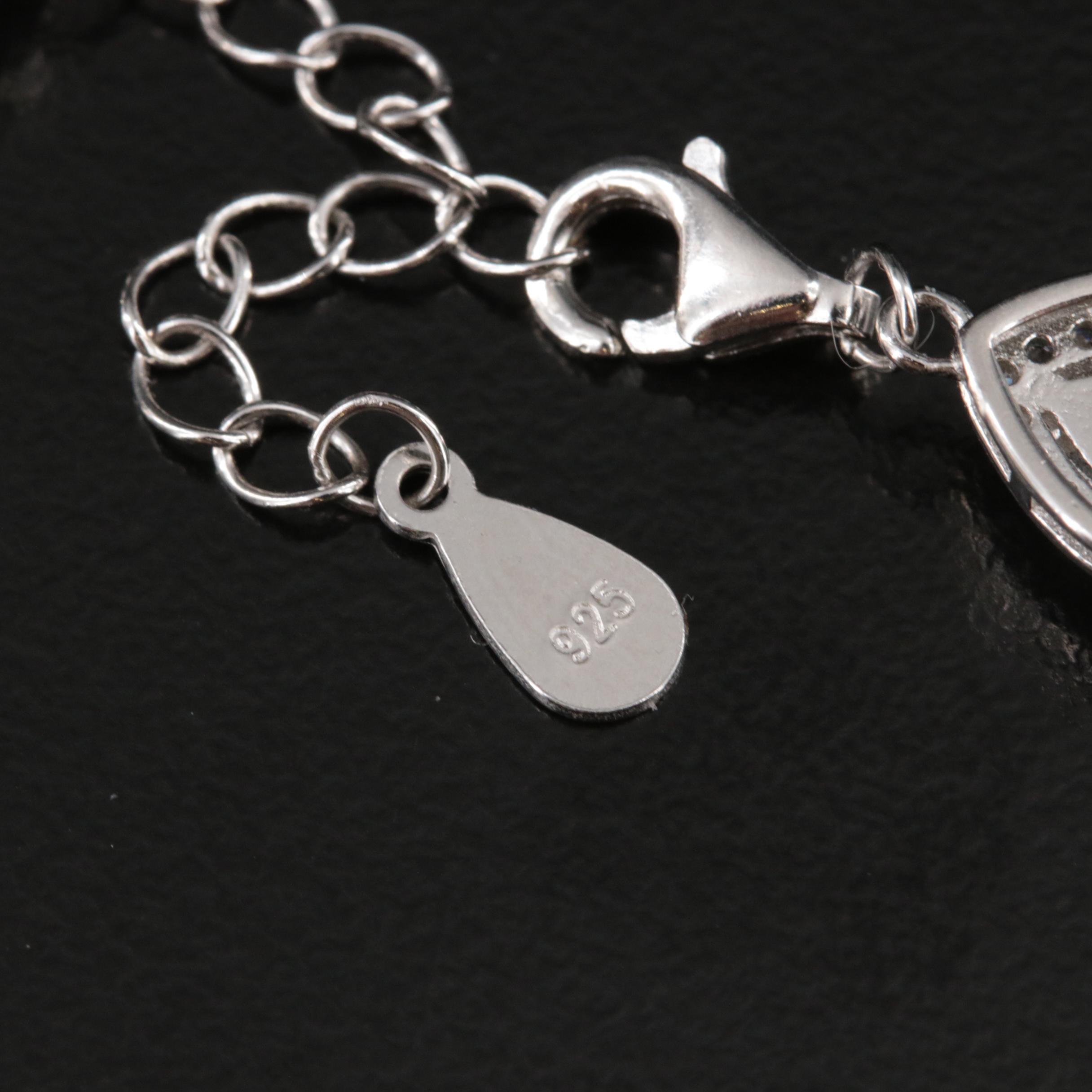 Sterling Aquamarine and Cubic Zirconia Rivière Necklace