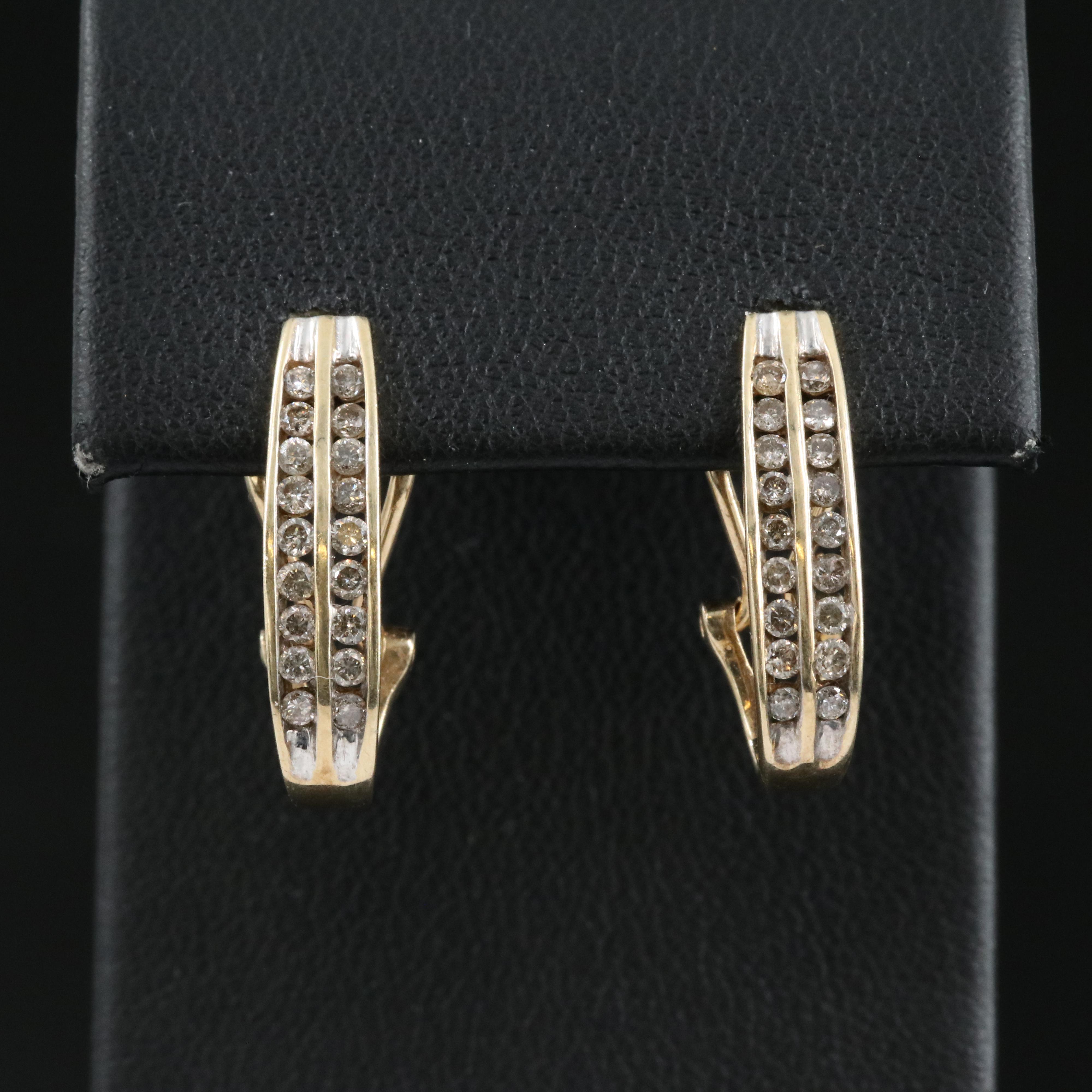 10K 0.58 CTW Diamond J Hoop Earrings