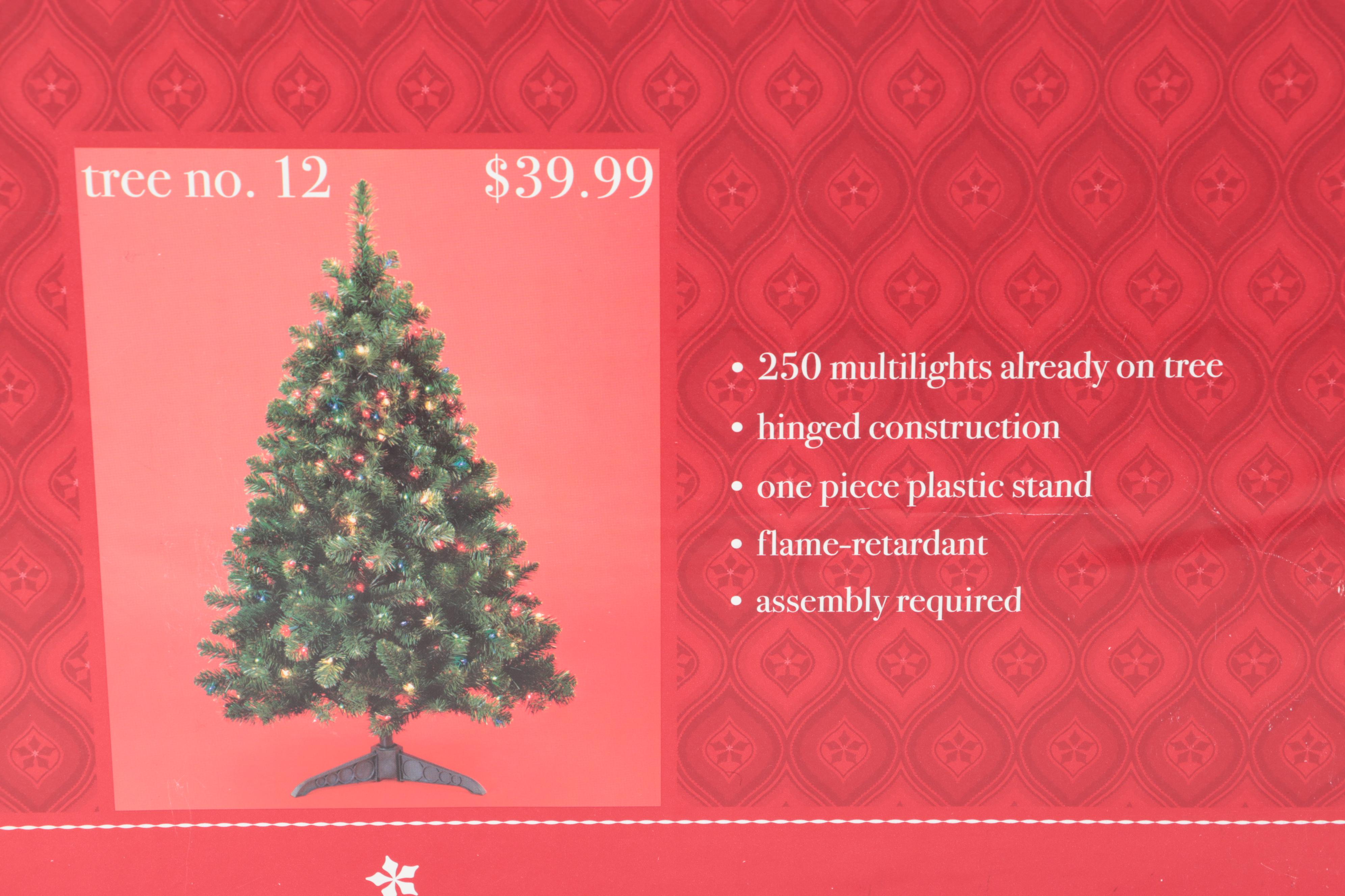 Pre-Lit Christmas Trees with Berry Garlands