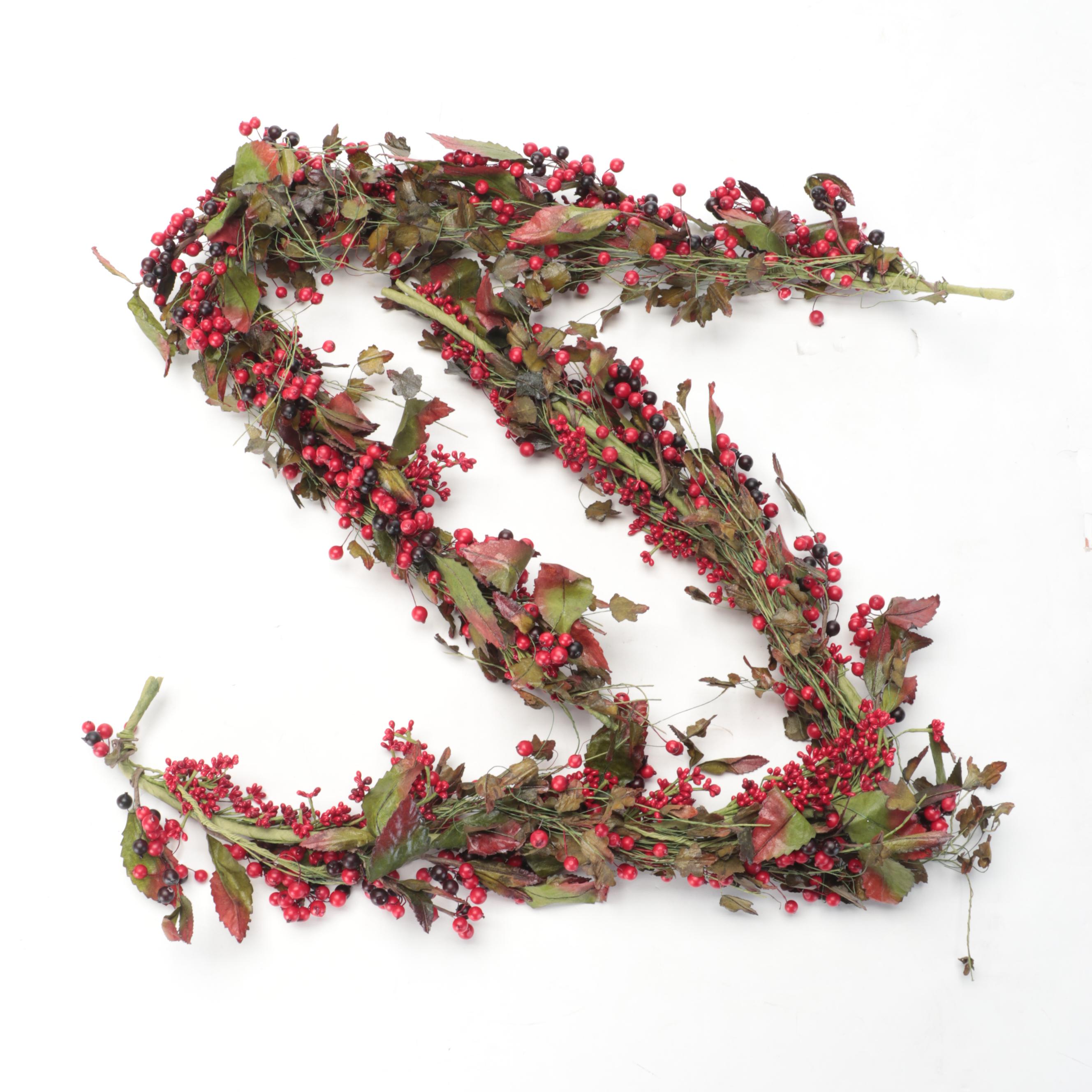 Pre-Lit Christmas Trees with Berry Garlands