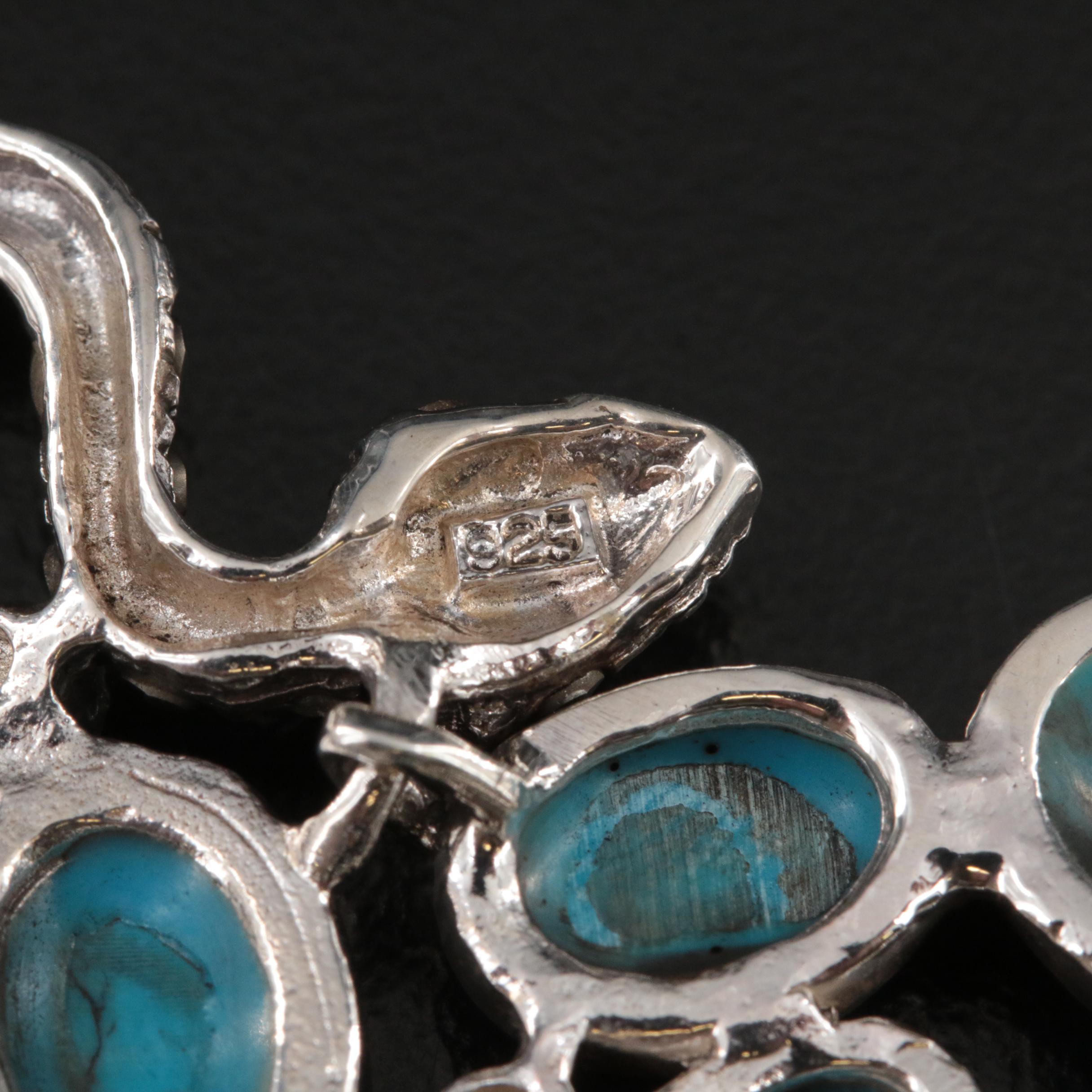 Sterling Turquoise and Marcasite Snake Necklace