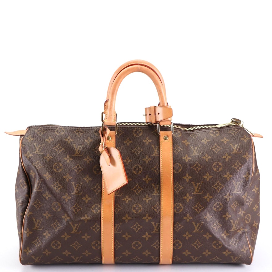 Louis Vuitton Keepall 45 in Monogram Coated Canvas and Vachetta Leather