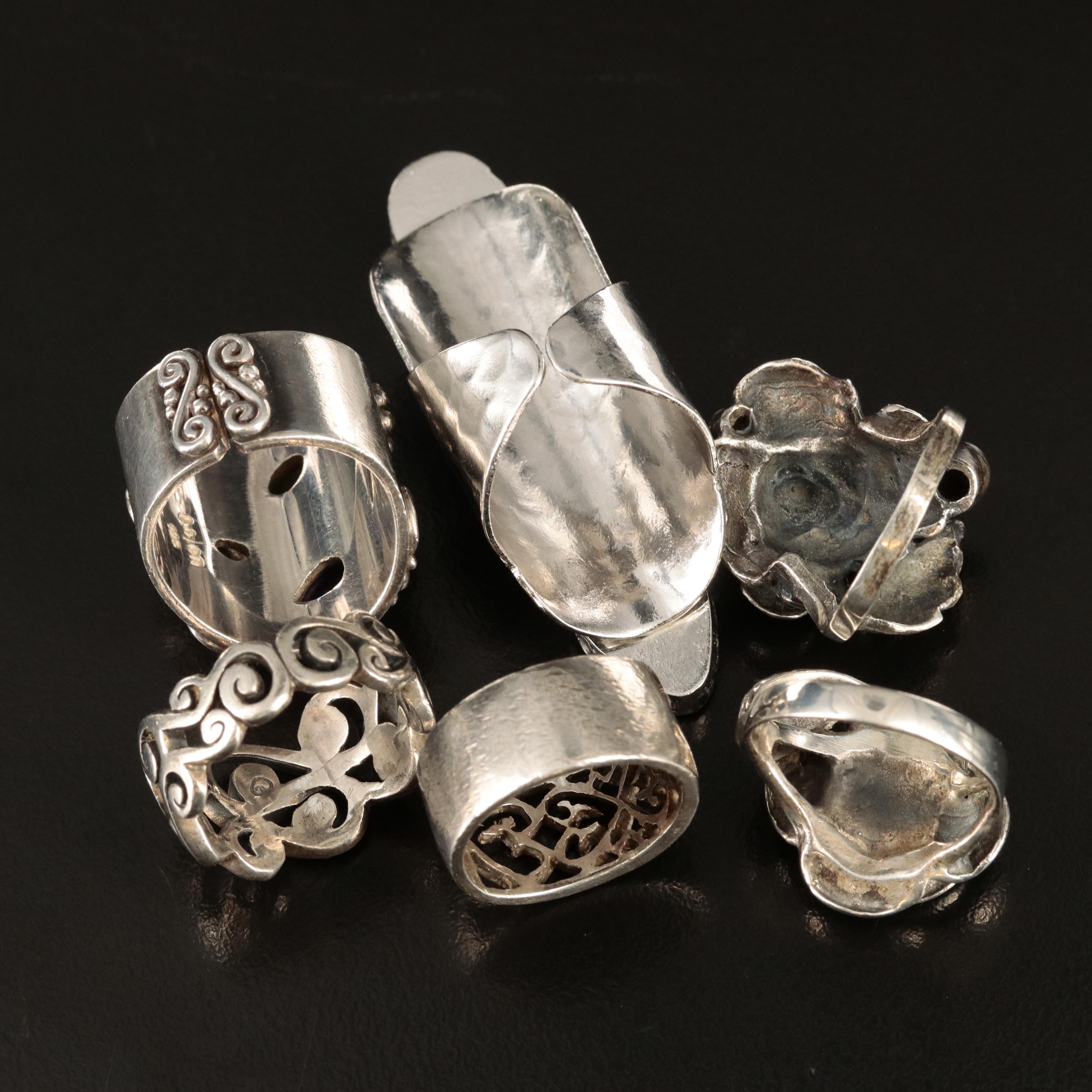 Sajen, Studio and Floral Rings Featuring Sterling, Labradorite and Moonstone