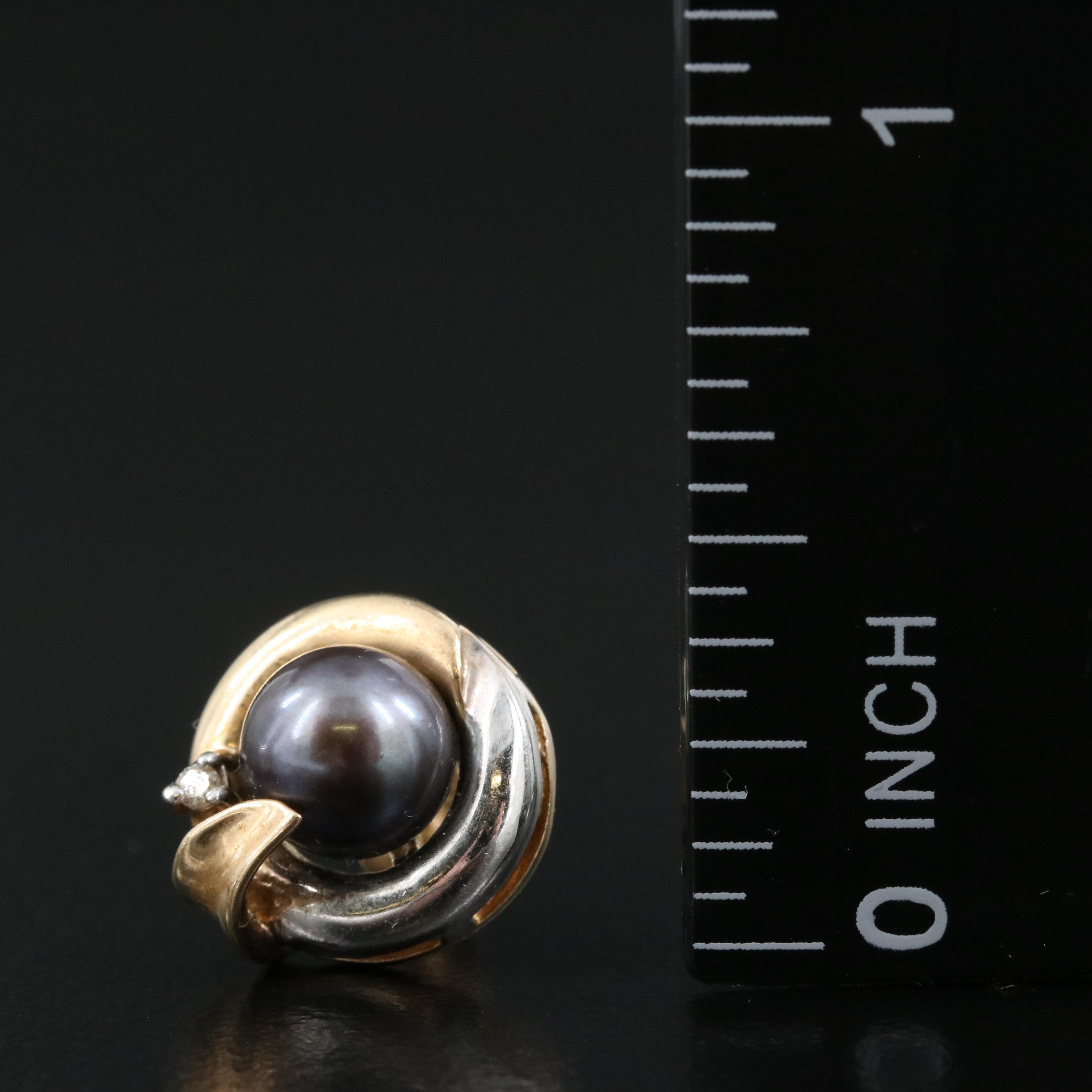 10K Two-Tone Pearl and Diamond Earrings