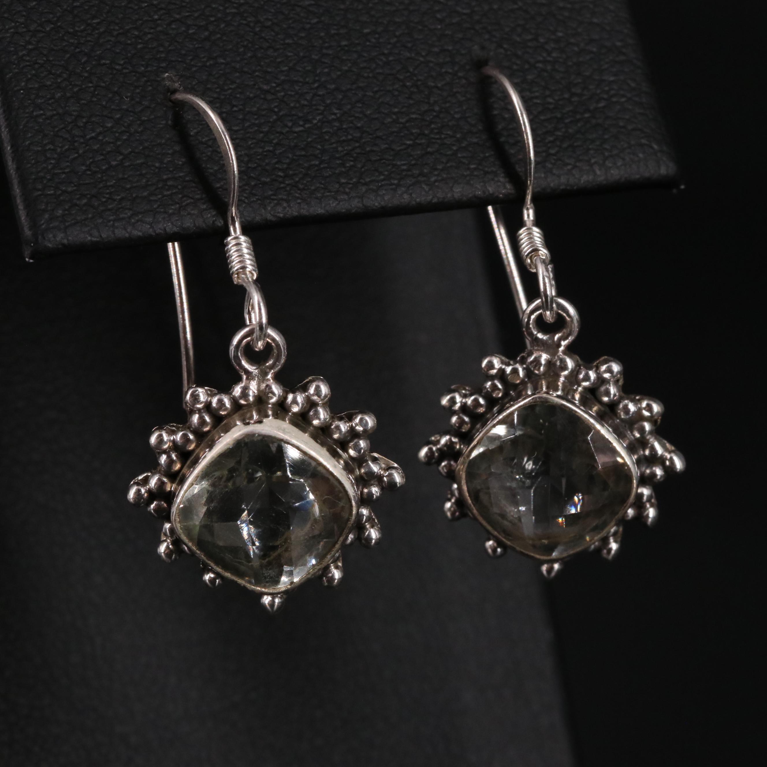 Sterling Prasiolite Drop Earrings