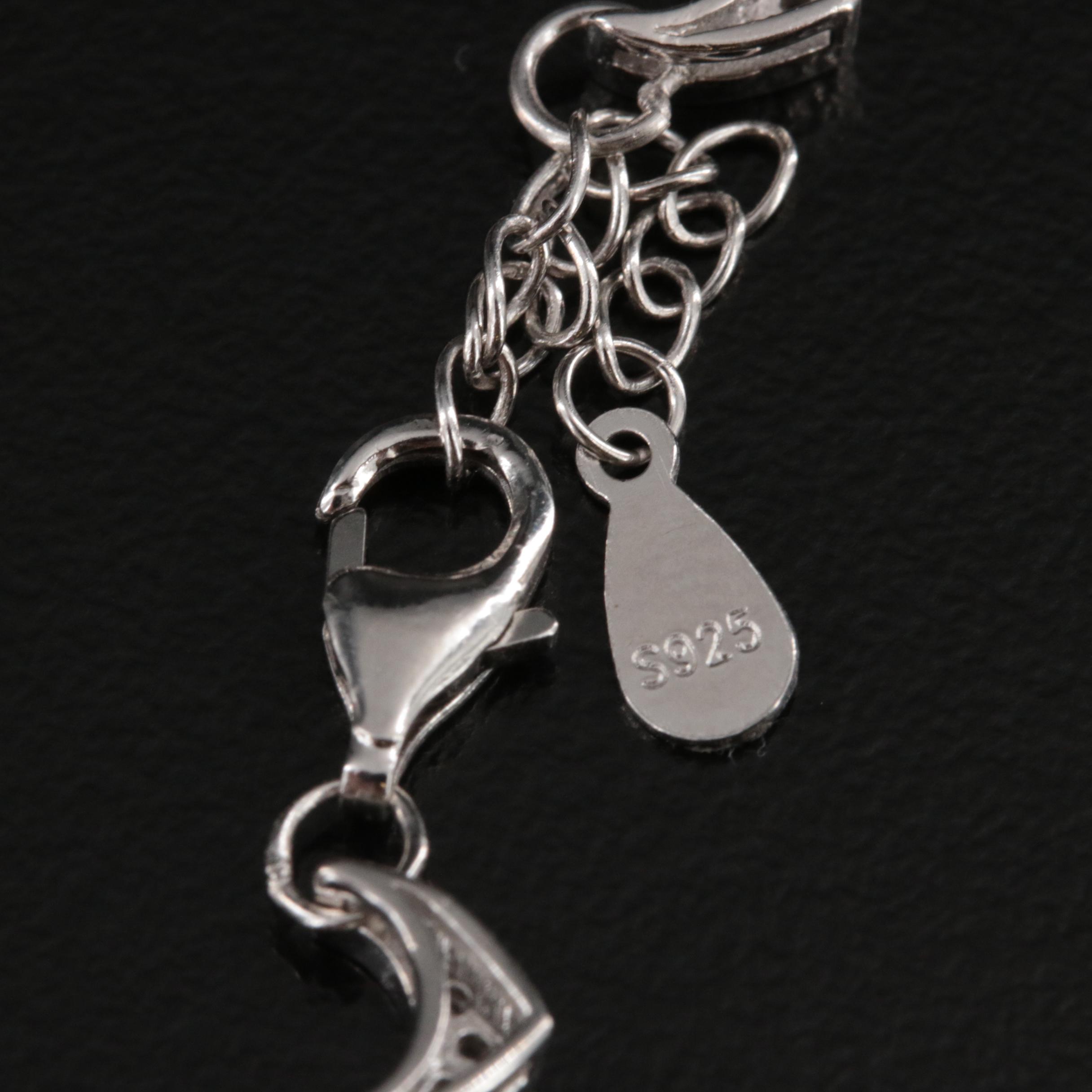 Sterling Garnet and Cubic Zirconia Lavalier Necklace