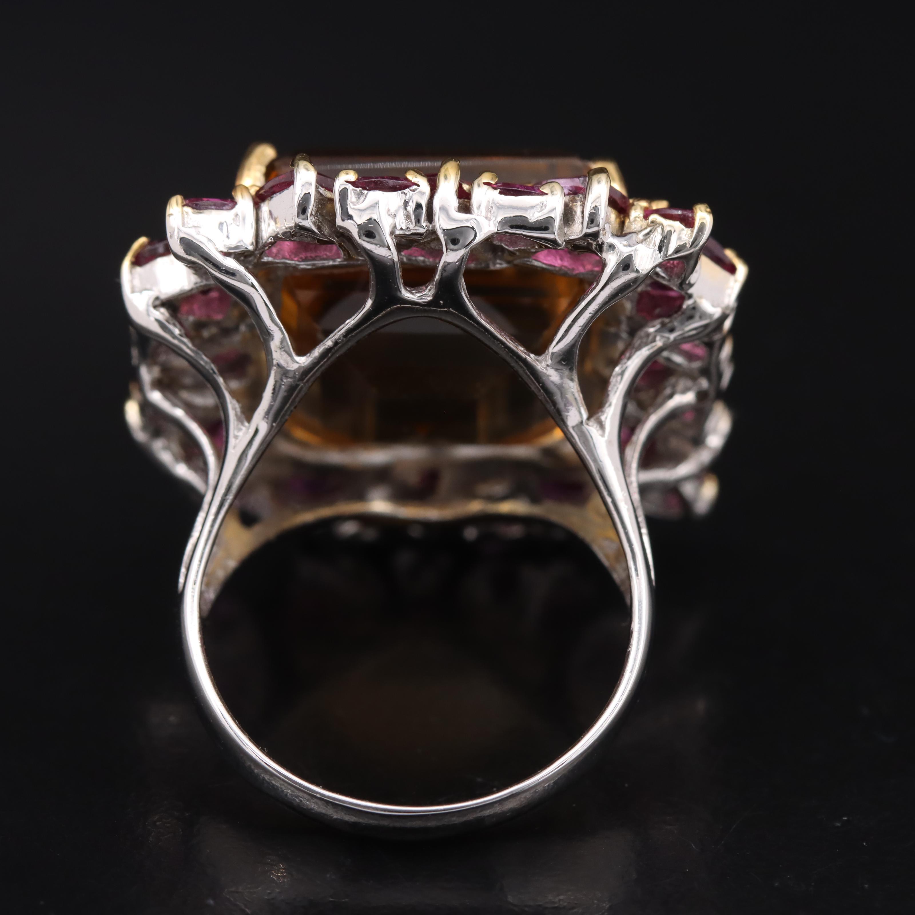 Sterling Citrine and Garnet Ring