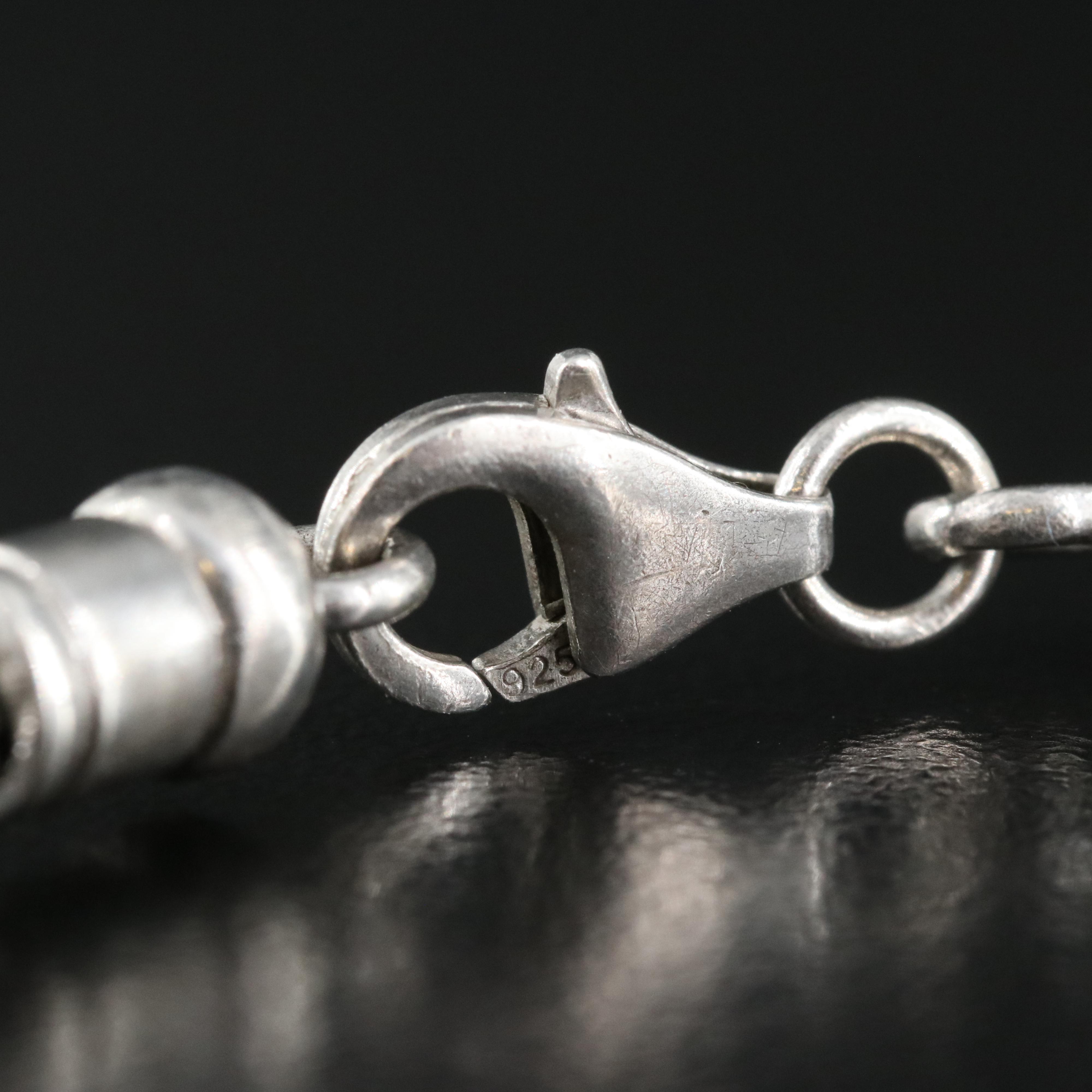 Stainless Steel Diamond "X" Bracelet with Sterling Accents