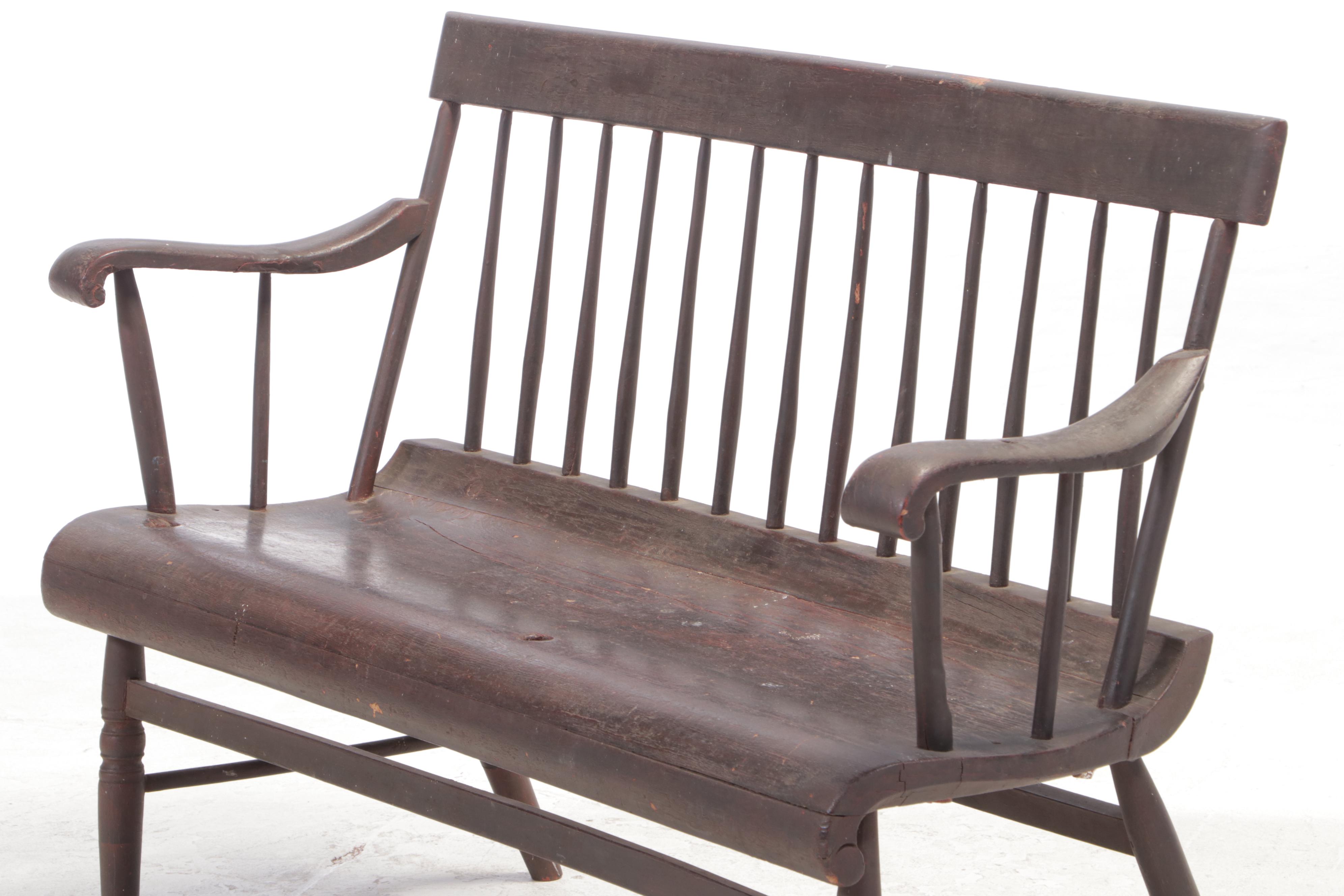 American Painted Rod-Back Settee, 19th Century