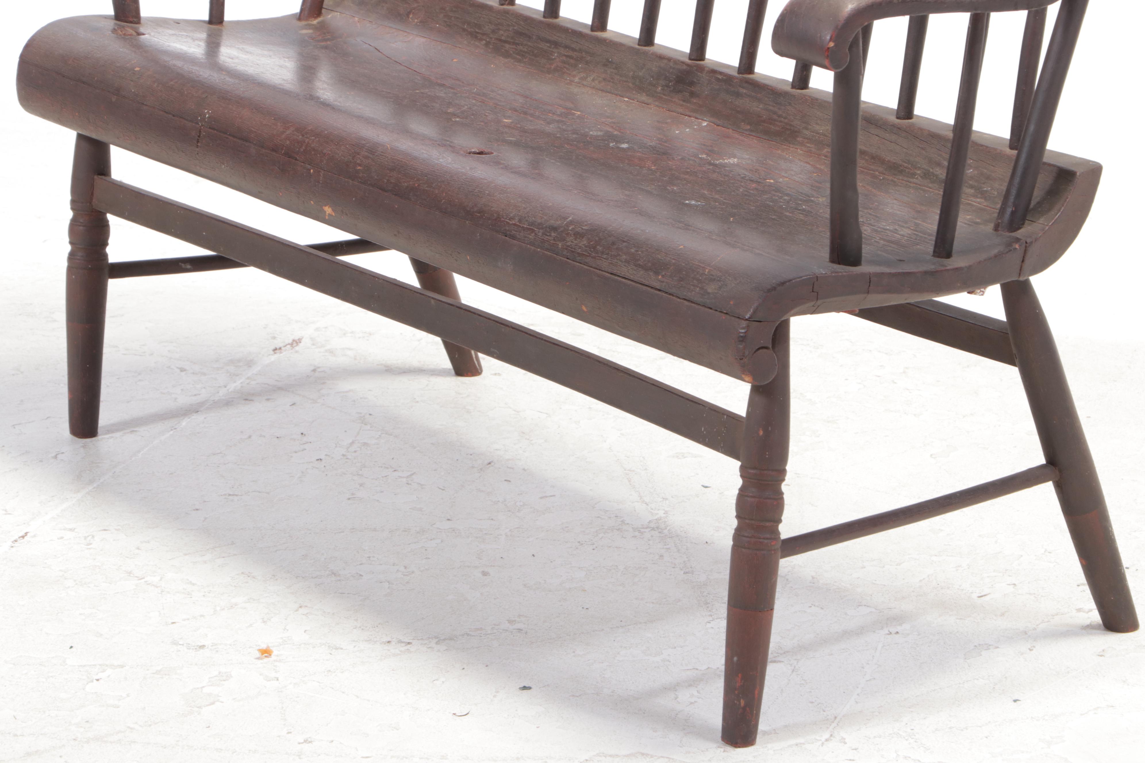 American Painted Rod-Back Settee, 19th Century