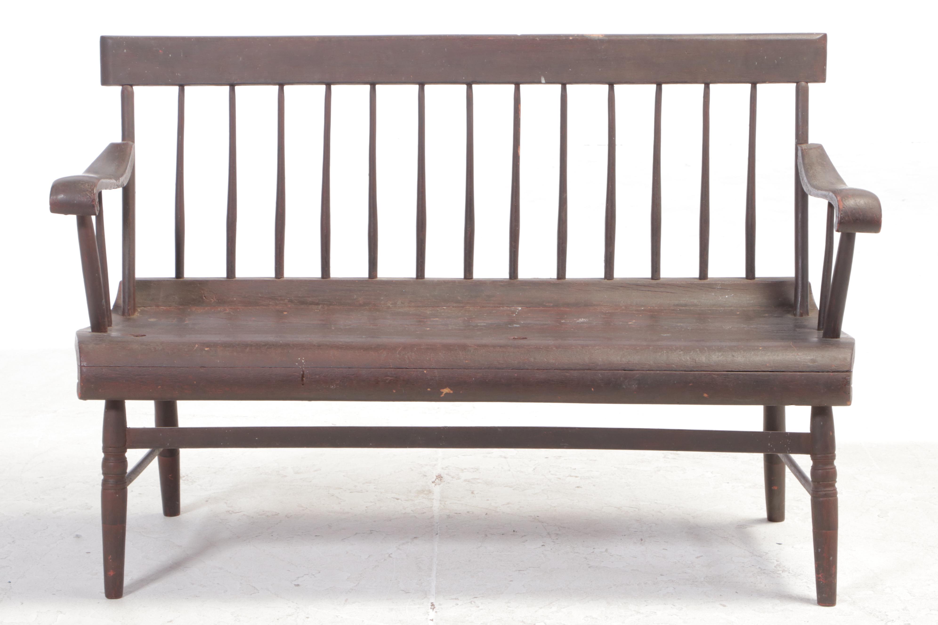 American Painted Rod-Back Settee, 19th Century