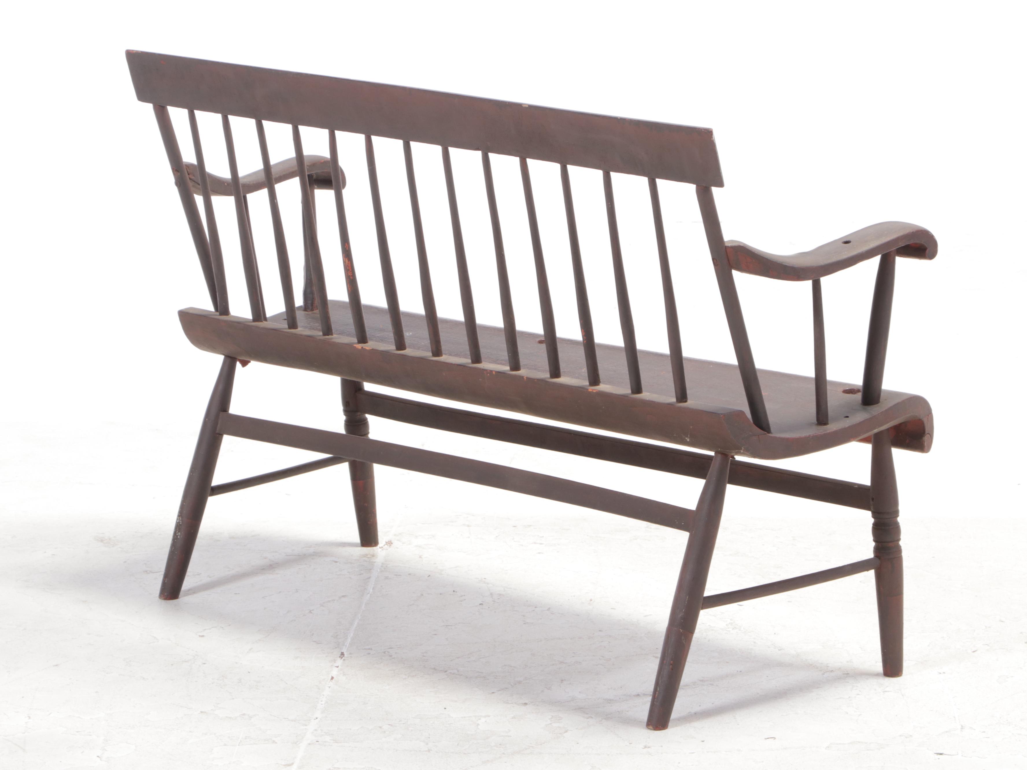 American Painted Rod-Back Settee, 19th Century