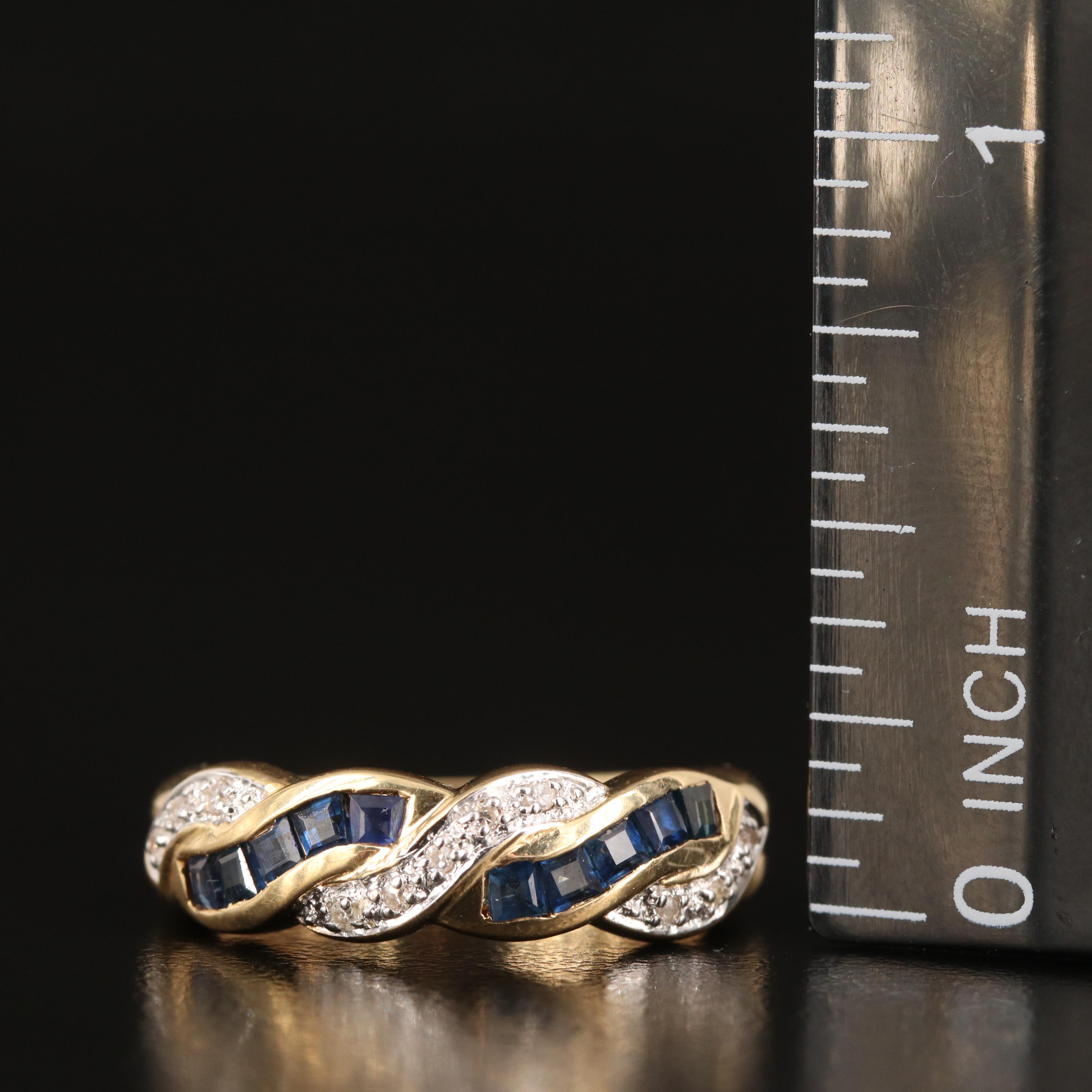 14K Sapphire and Diamond Braided Band