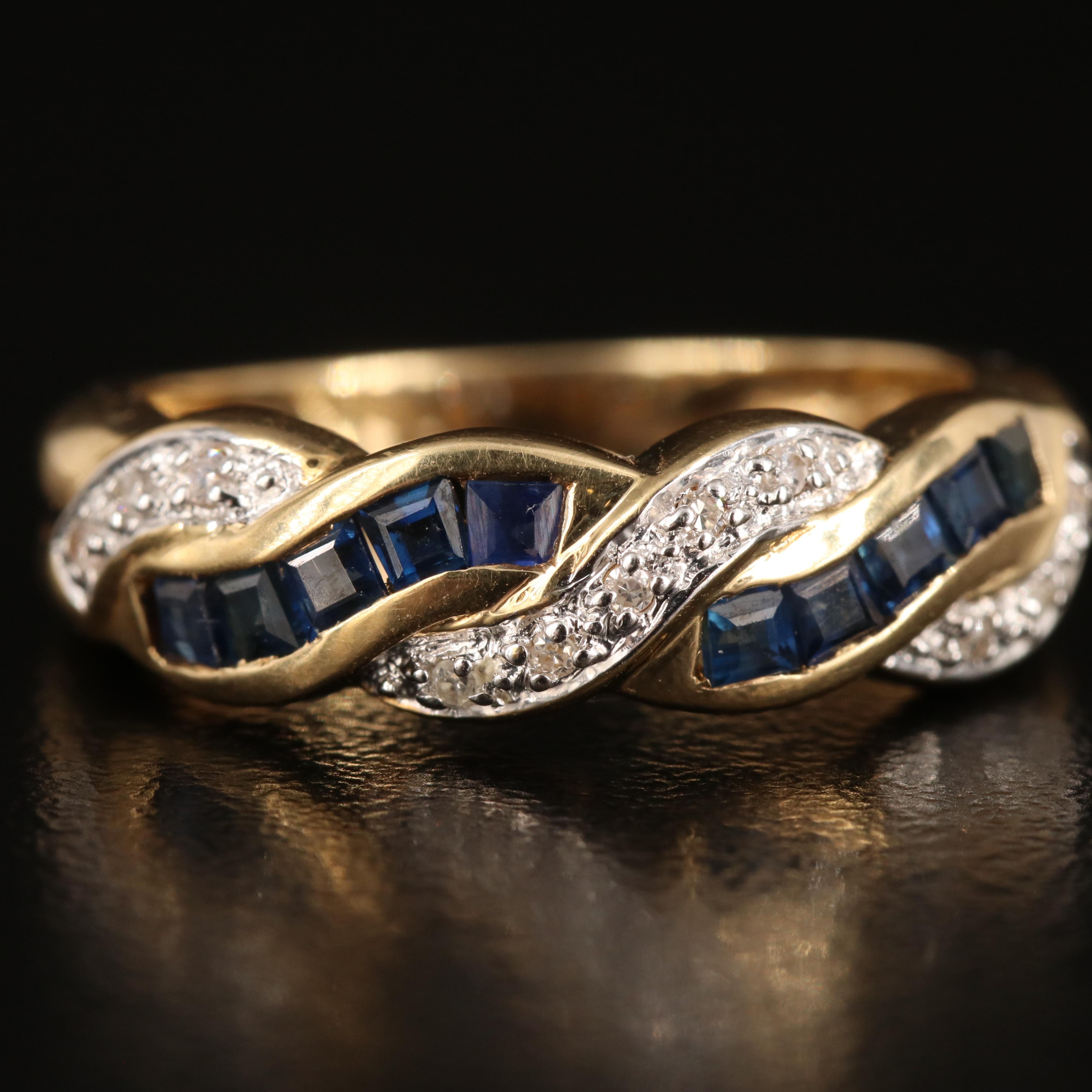 14K Sapphire and Diamond Braided Band