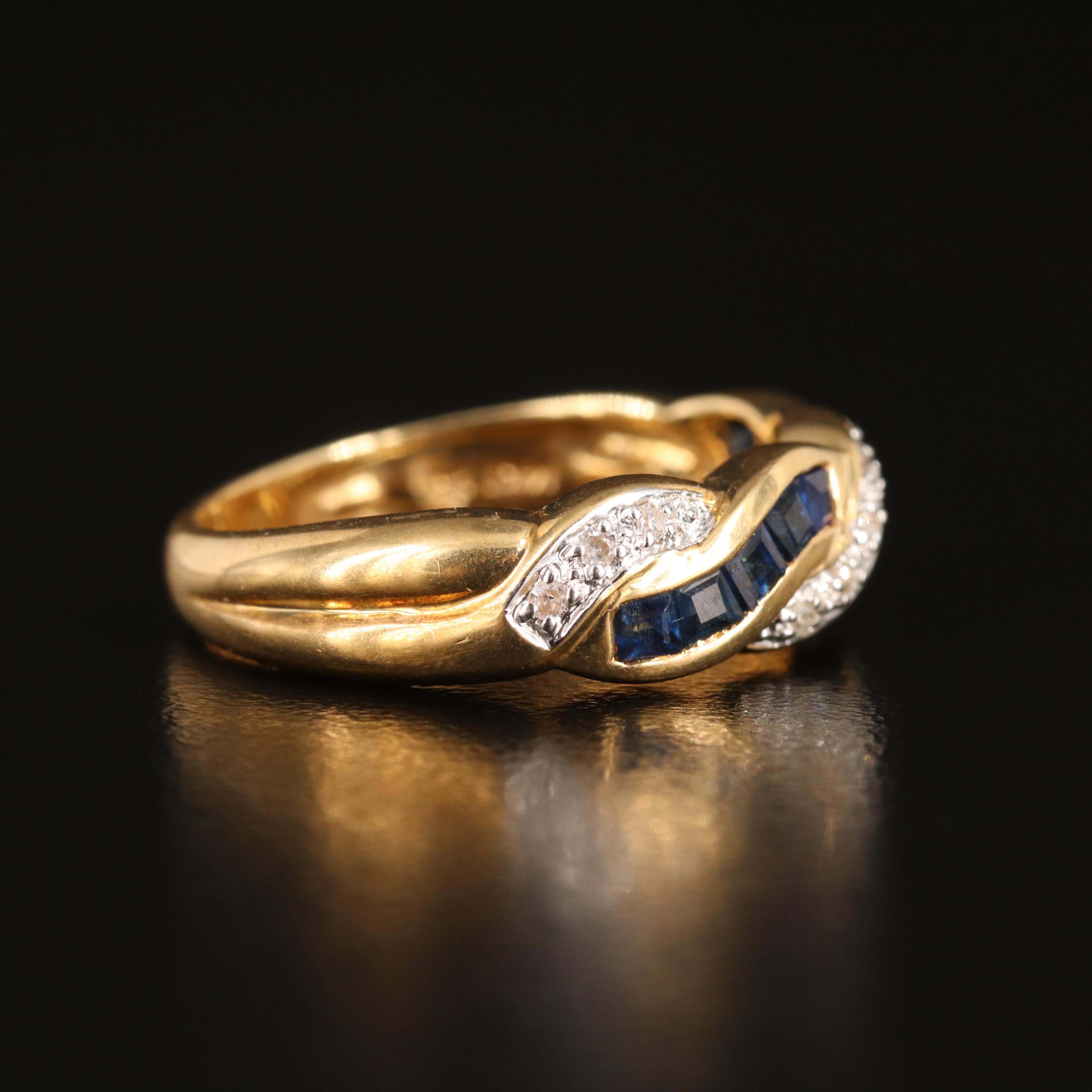 14K Sapphire and Diamond Braided Band