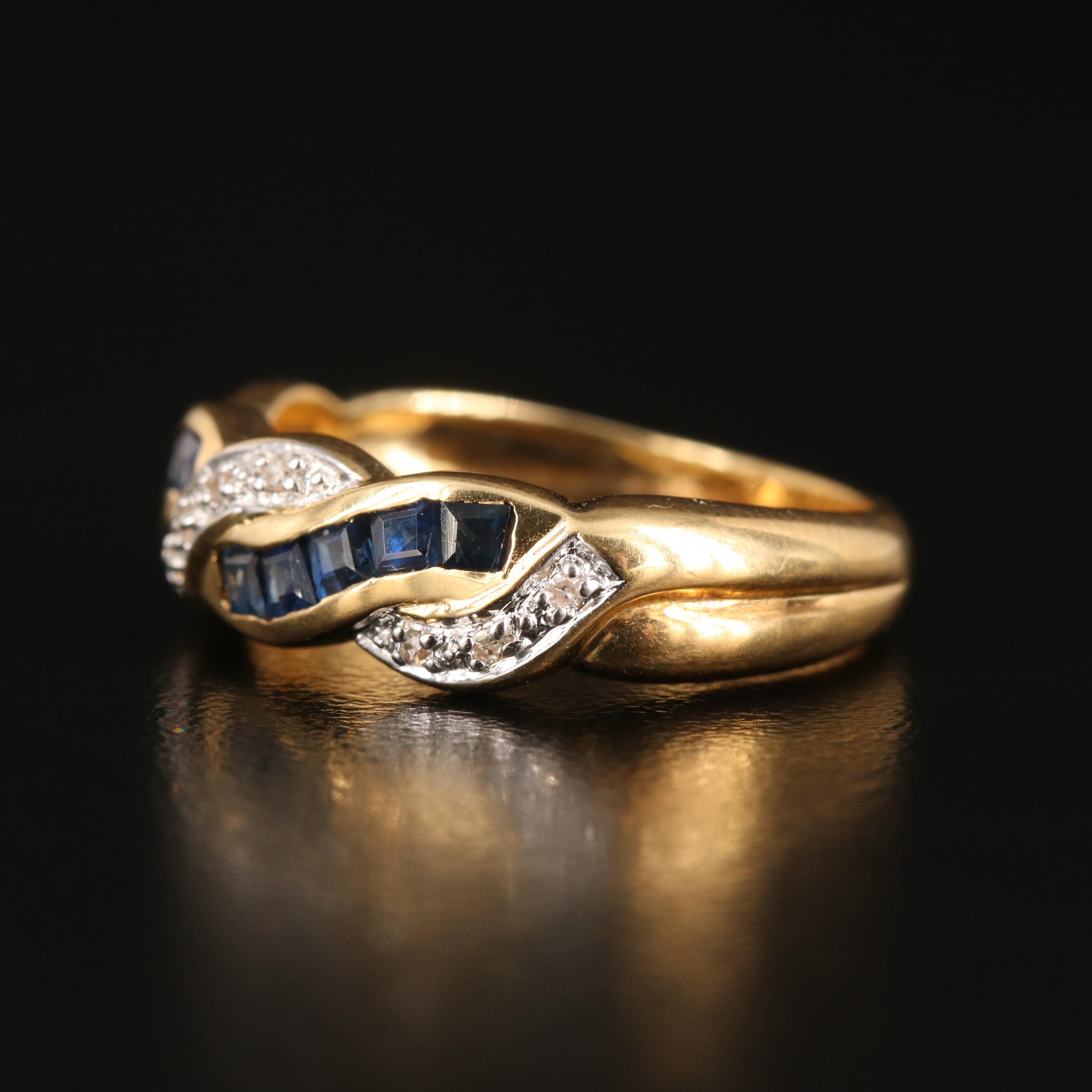 14K Sapphire and Diamond Braided Band