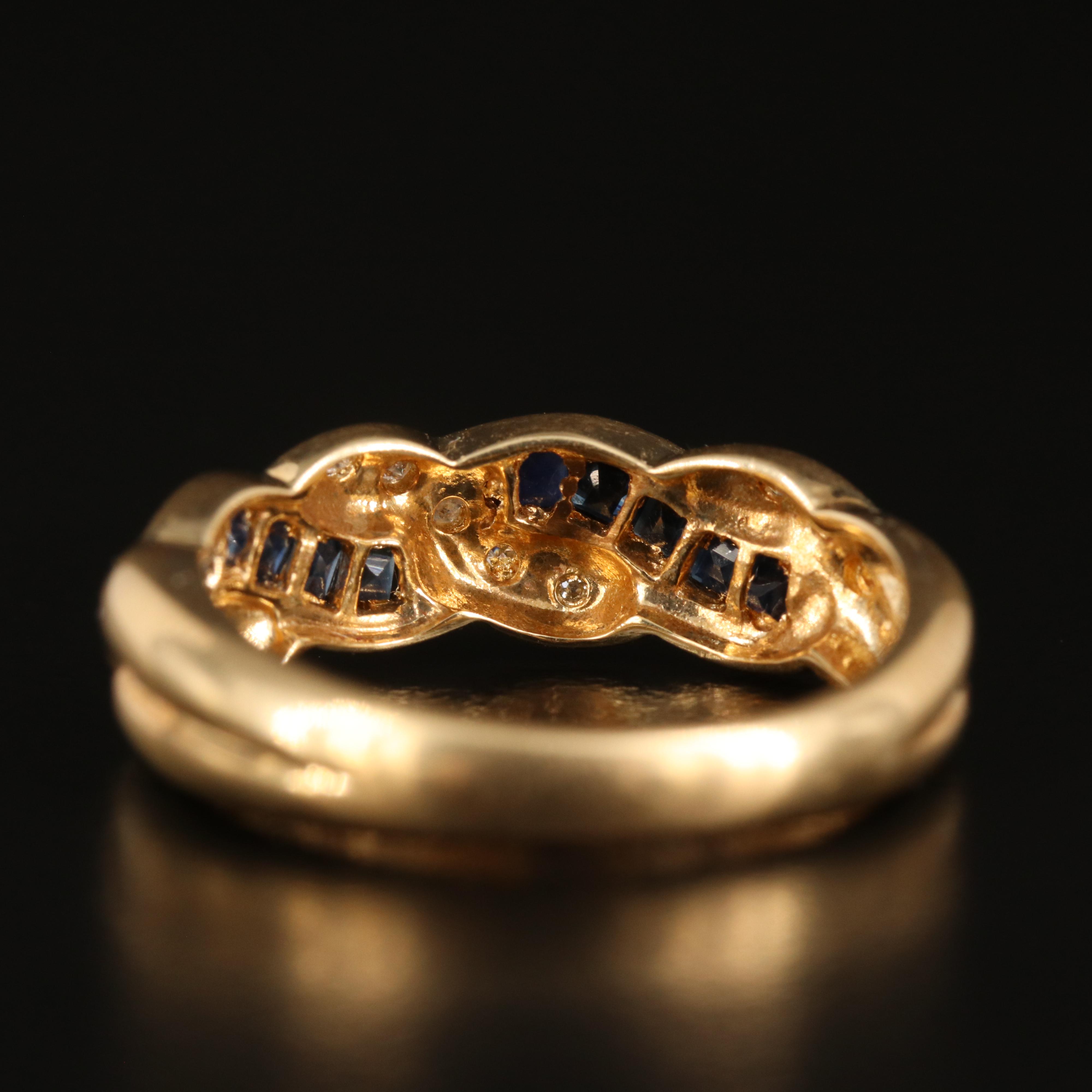 14K Sapphire and Diamond Braided Band