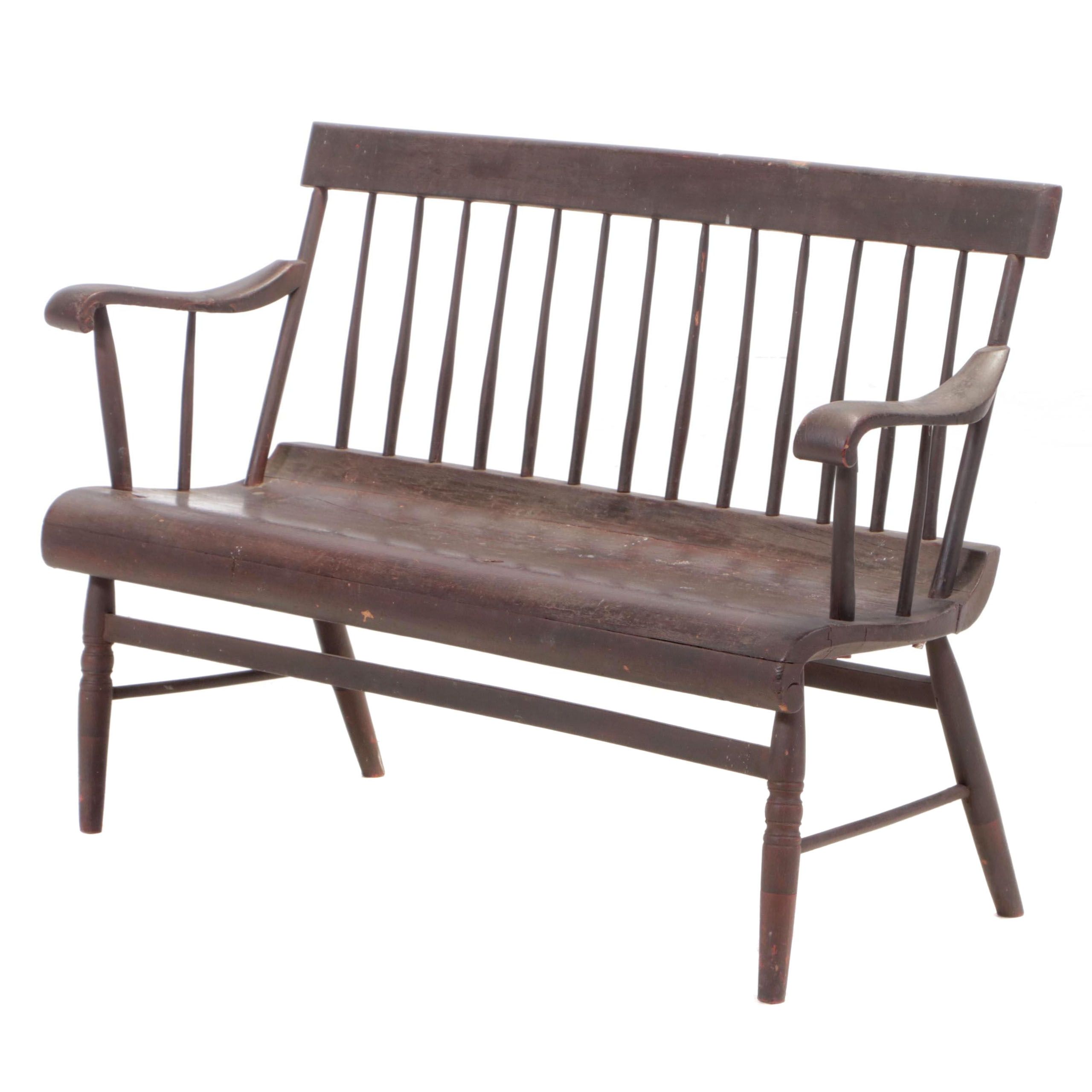 American Painted Rod-Back Settee, 19th Century