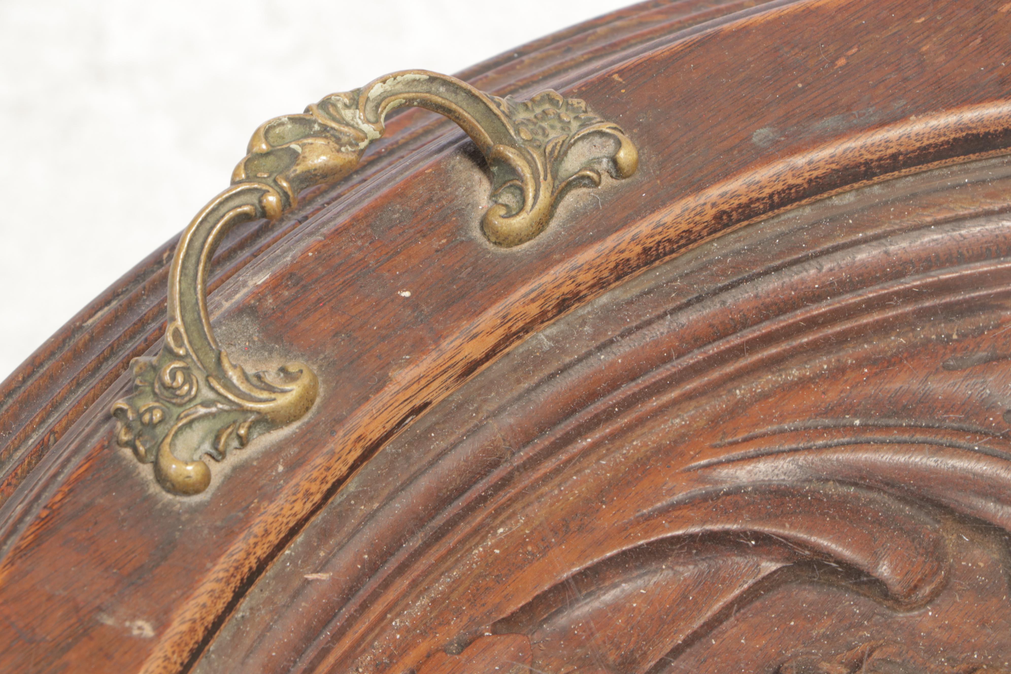 Rococo Style Carved Walnut and Glass Top Tray Table, Prob. Italian, 20th Century