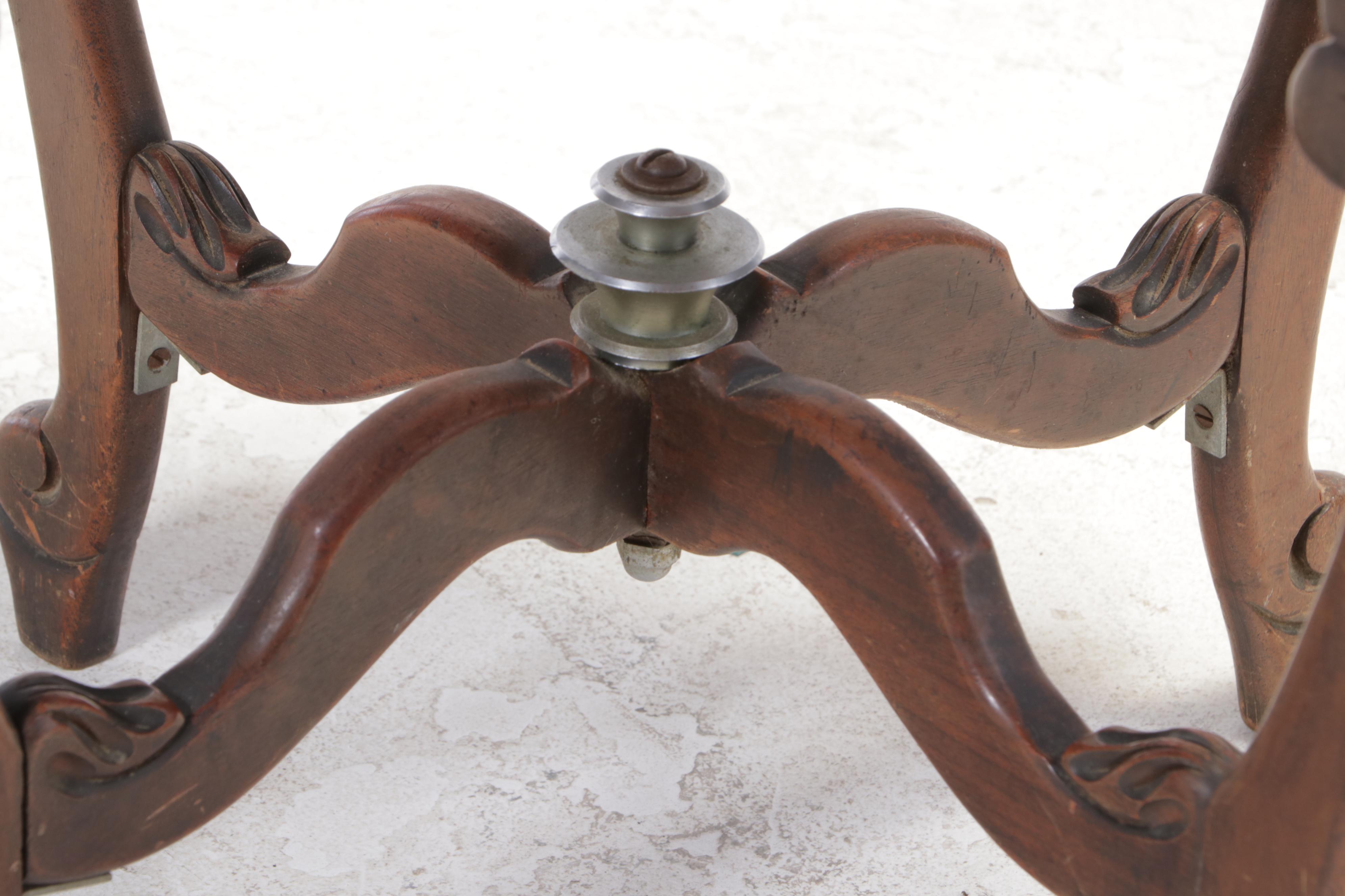 Rococo Style Carved Walnut and Glass Top Tray Table, Prob. Italian, 20th Century