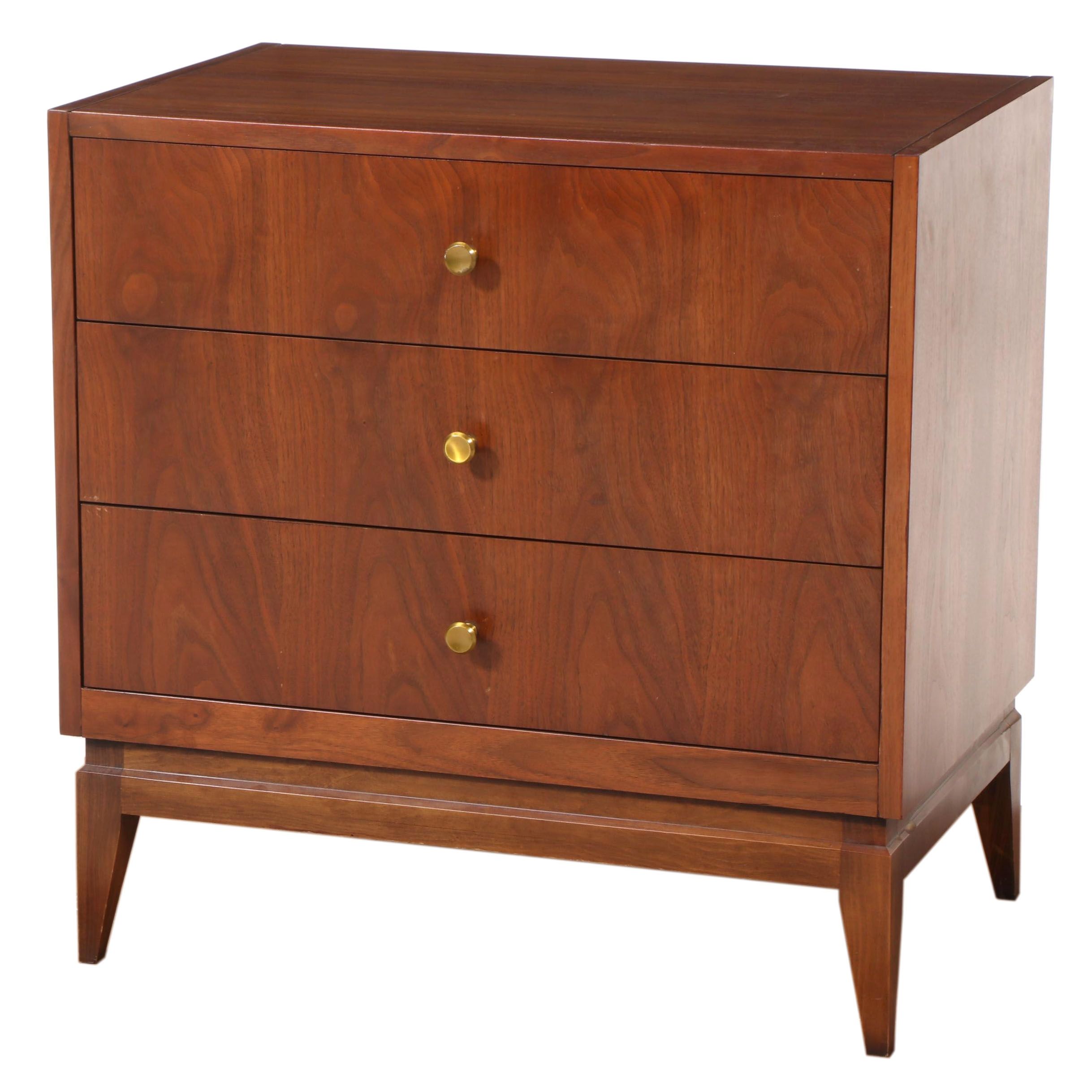 National Furniture Co. Mid Century Modern Walnut and Beech Bedside Chest
