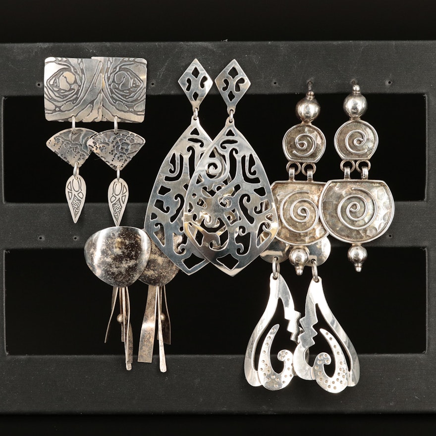 Studio Sterling Earrings Including Mexican and Signed