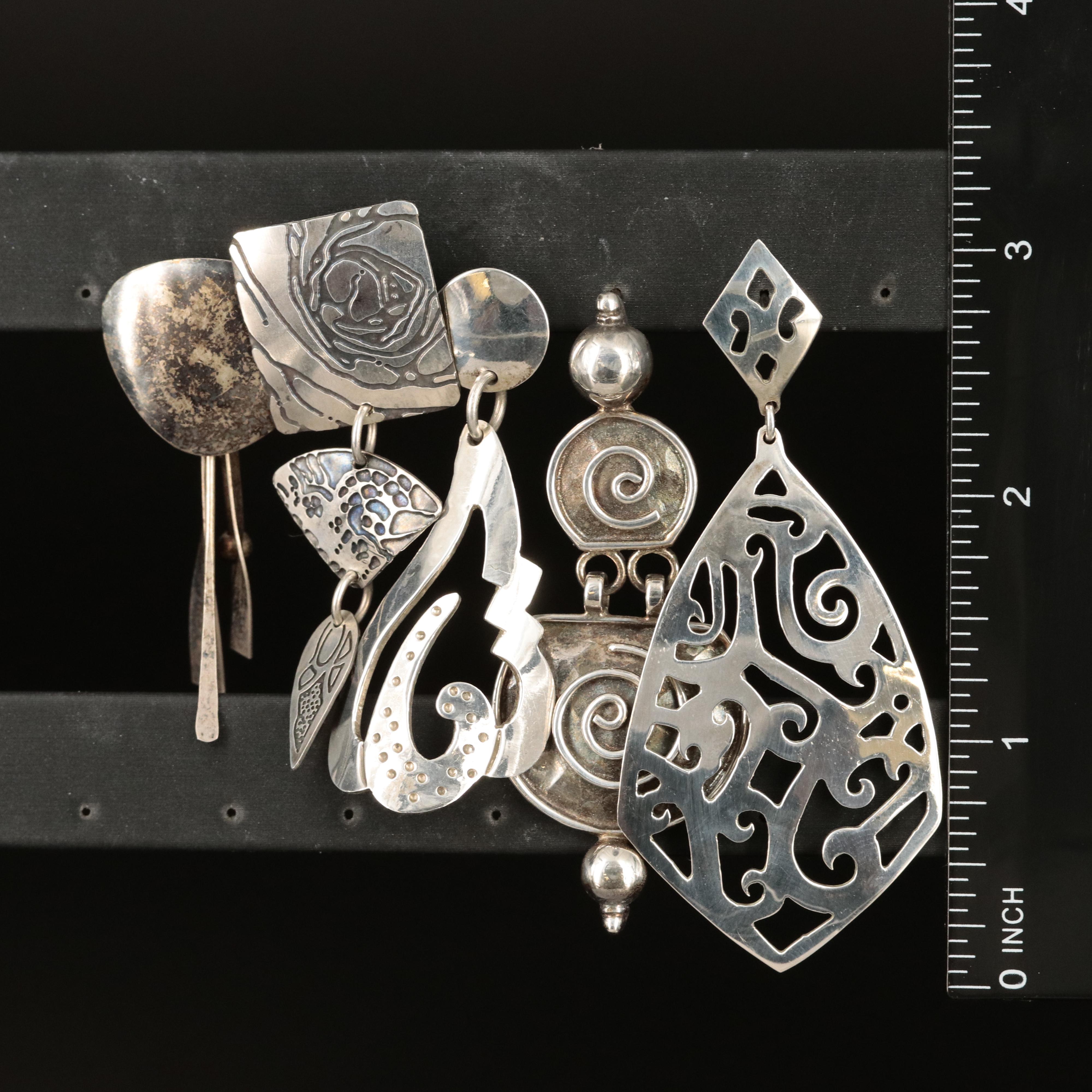 Studio Sterling Earrings Including Mexican and Signed