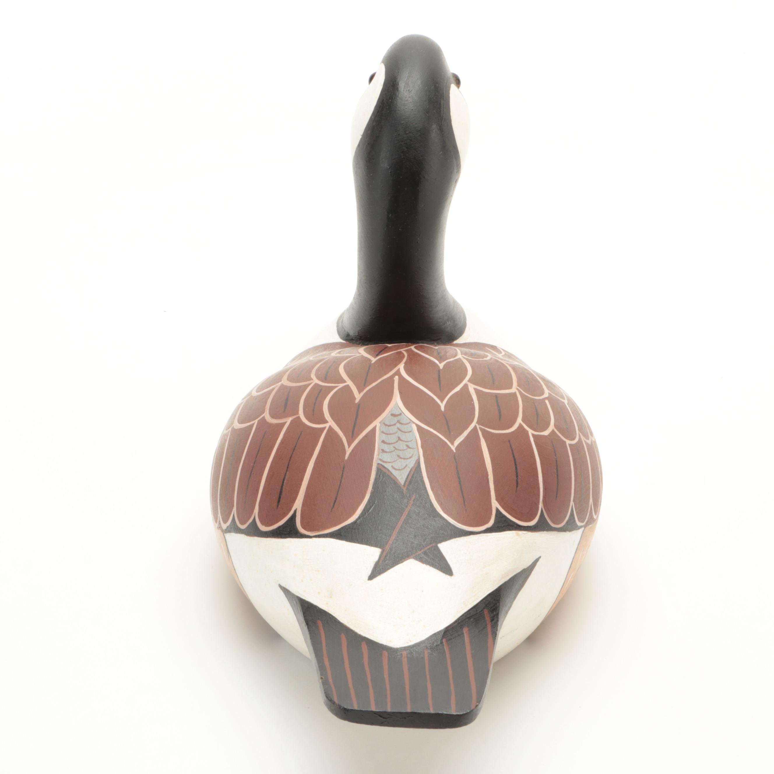 Artist Signed Hand-Painted Canada Goose Decoy with Glass Eyes, 1973
