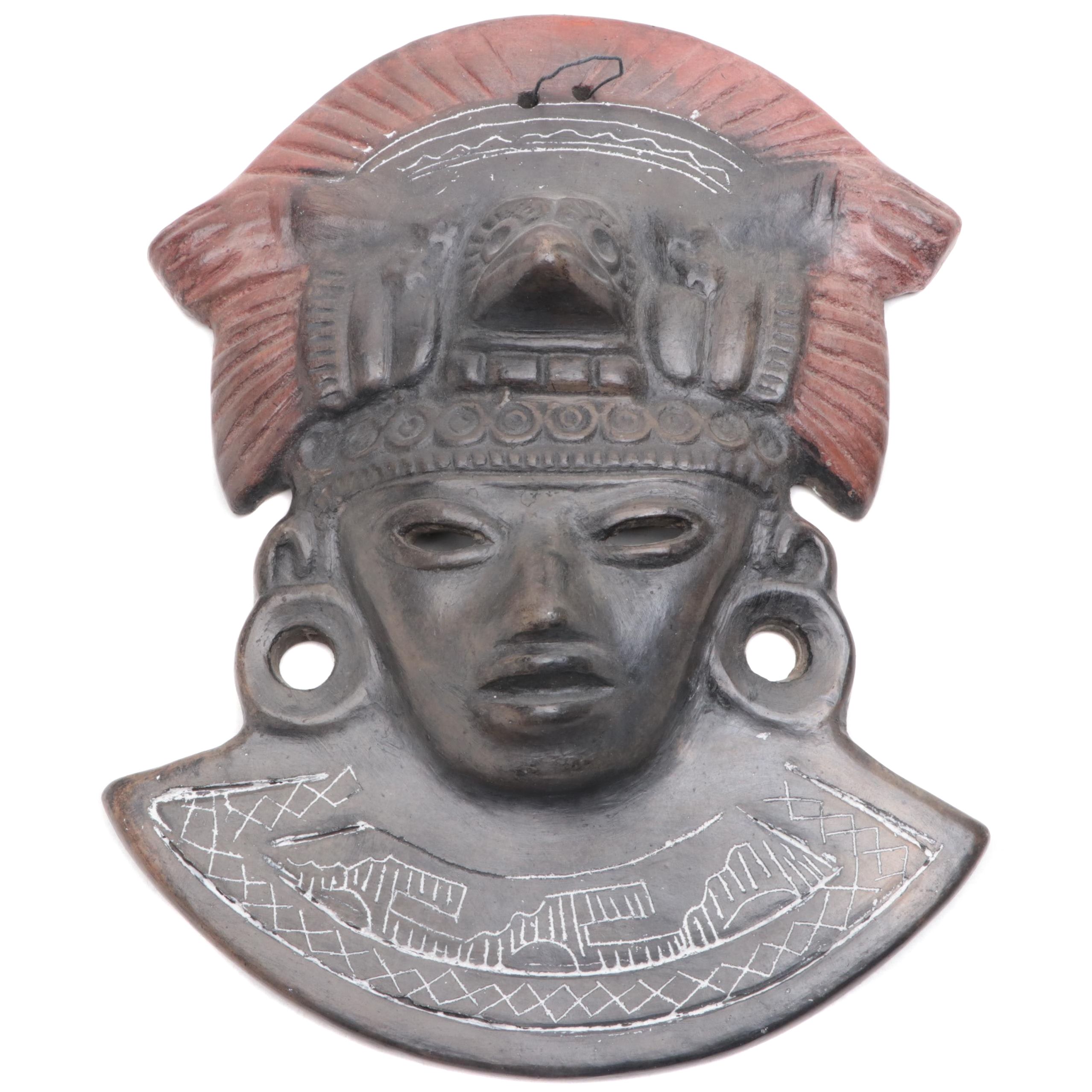 Earthenware Aztec Face Wall Hanging Mask