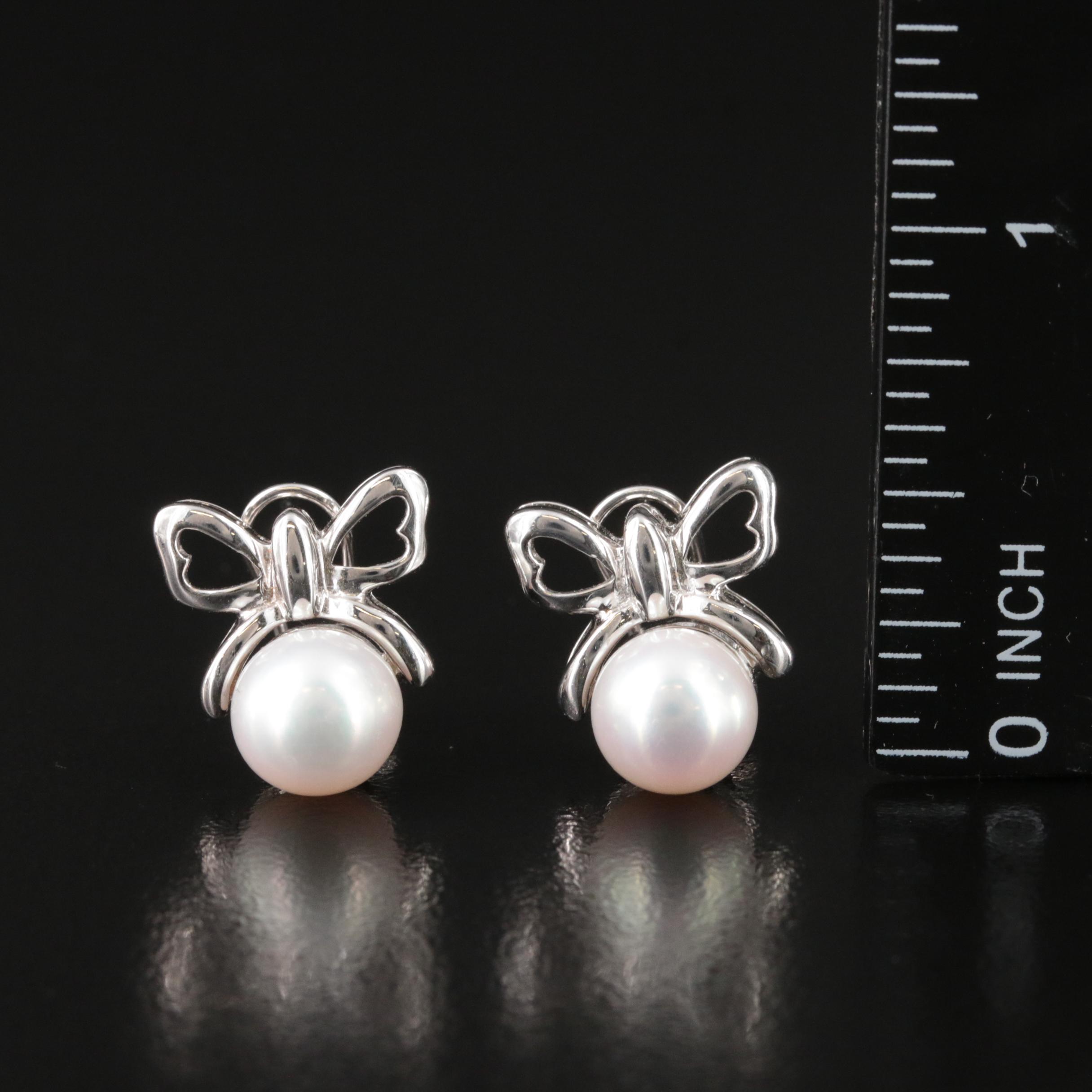 14K Pearl Bow Jewelry Including Ring, Earrings and Enhancer Pendant
