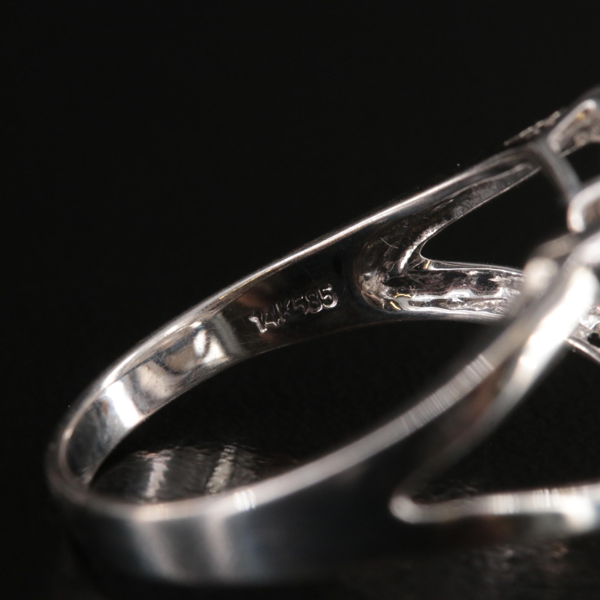 14K Pearl Bow Jewelry Including Ring, Earrings and Enhancer Pendant