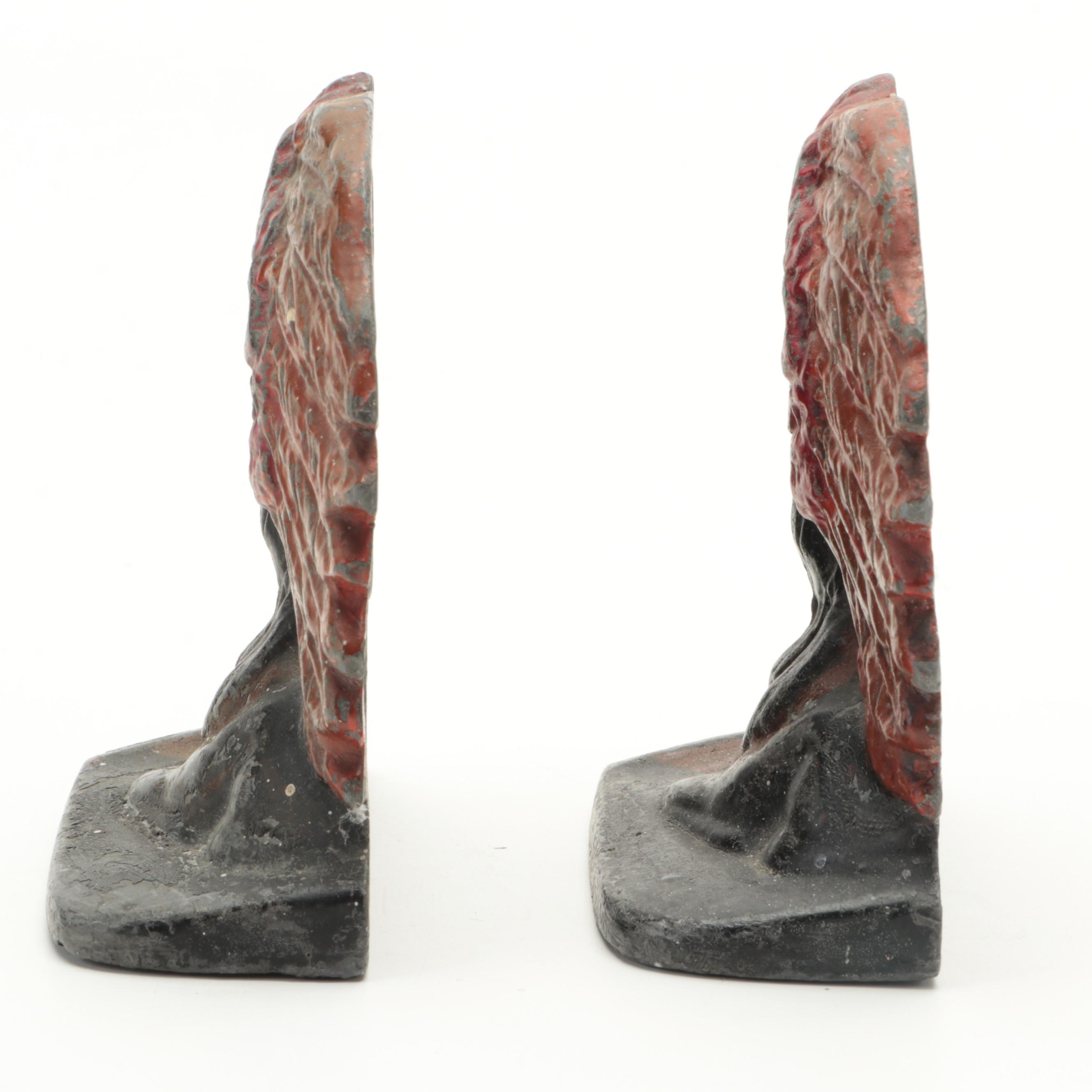 Painted Cast Iron Bookends or Doorstops, Early to Mid-20th Century