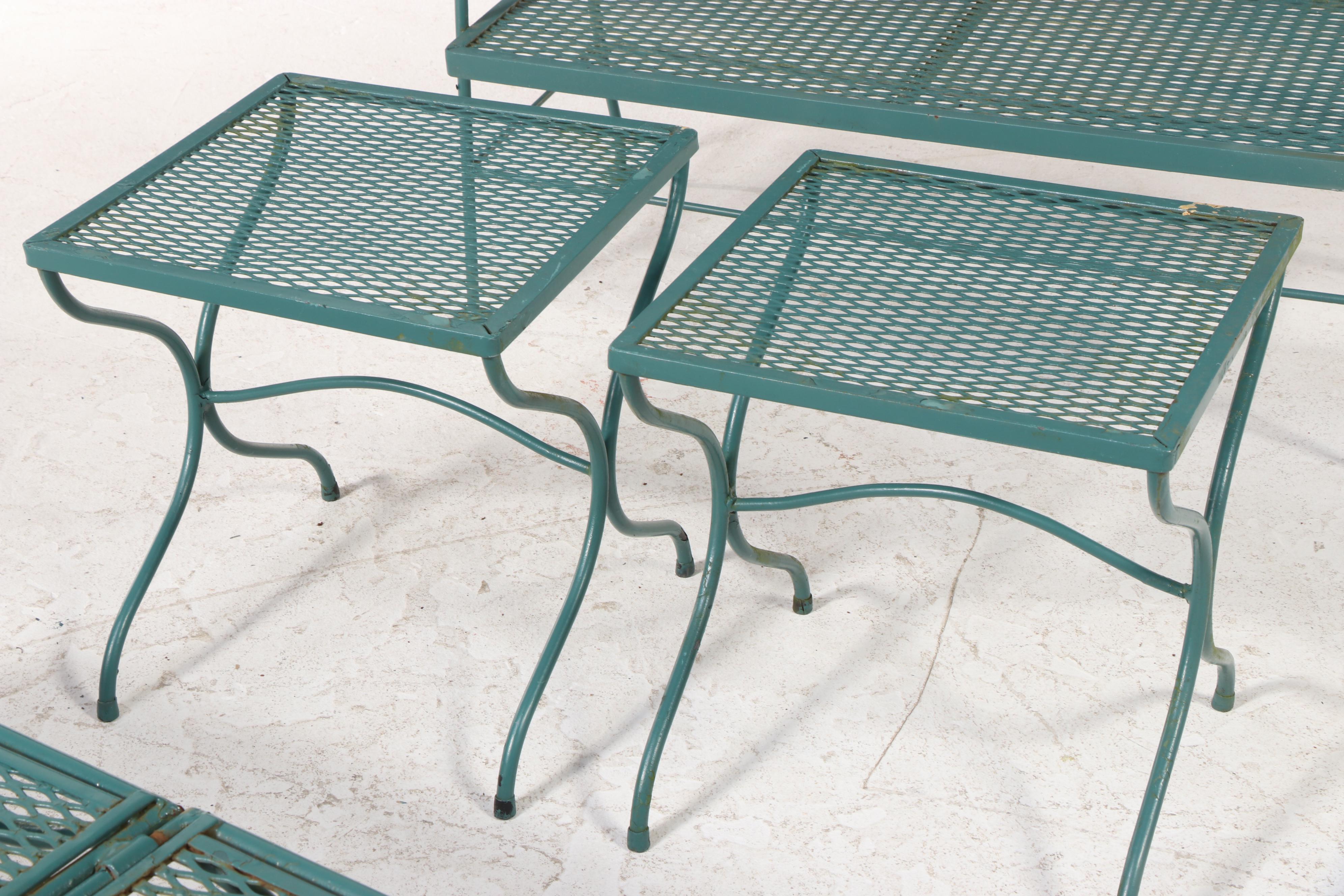 Woodard Briarwood Wrought Iron Chaise Lounge and Side Tables, Mid to Late 20th C