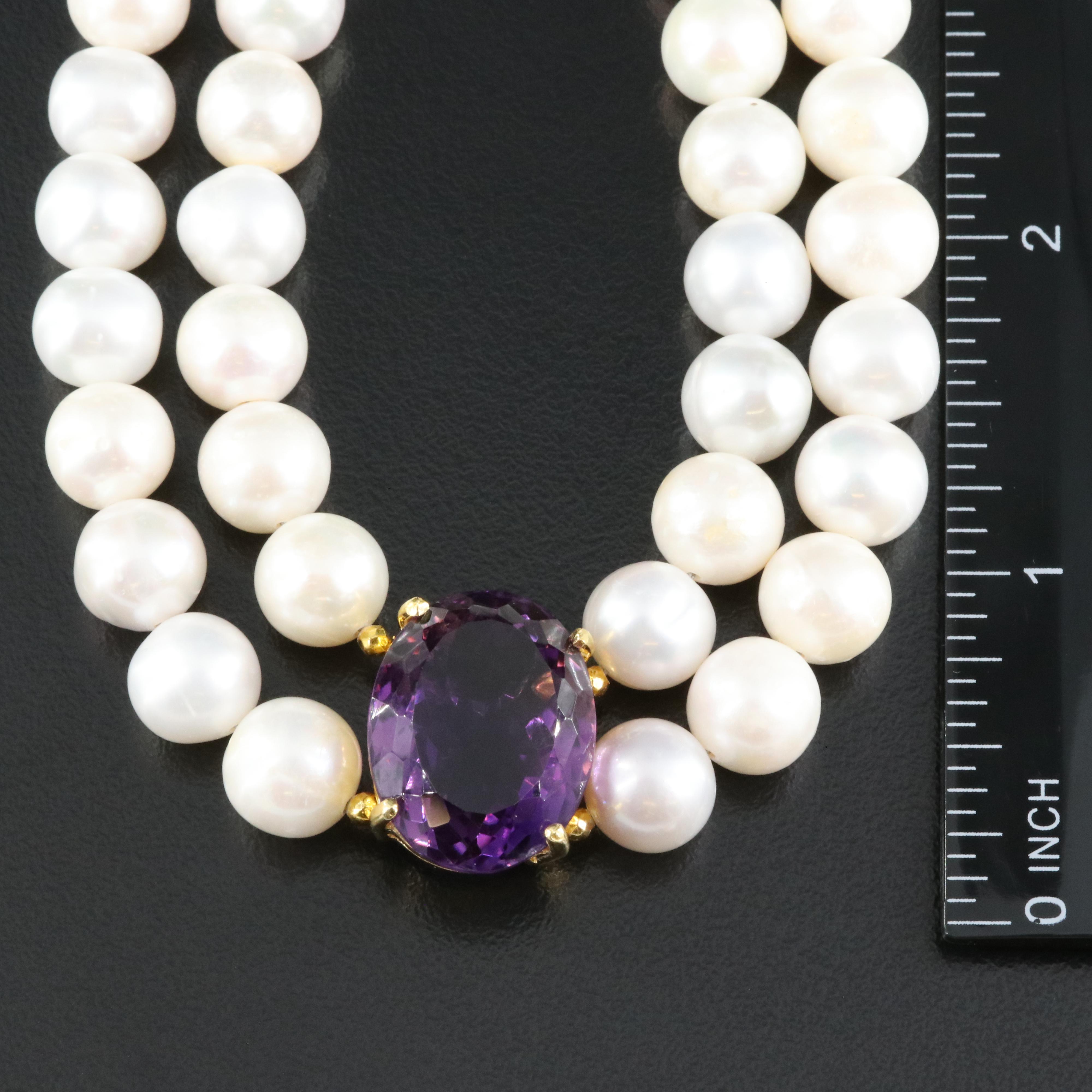 Sterling Amethyst and Pearl Necklace