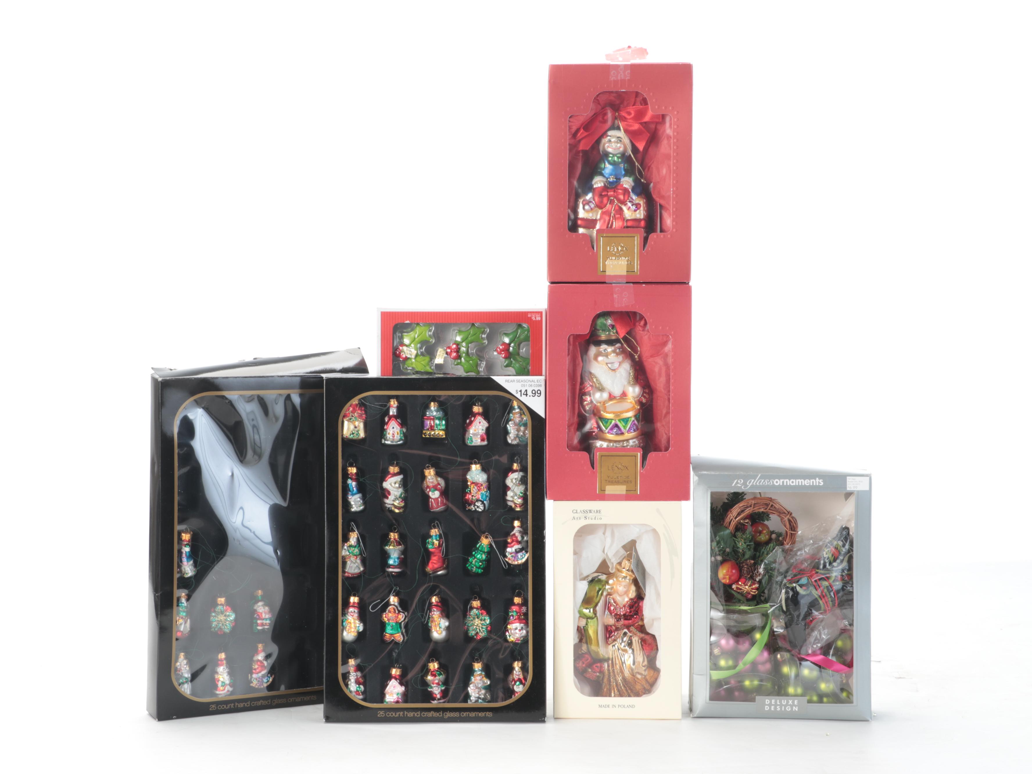 Member's Mark Santa With Berry Wreath, Cones, Glass Ornaments and More