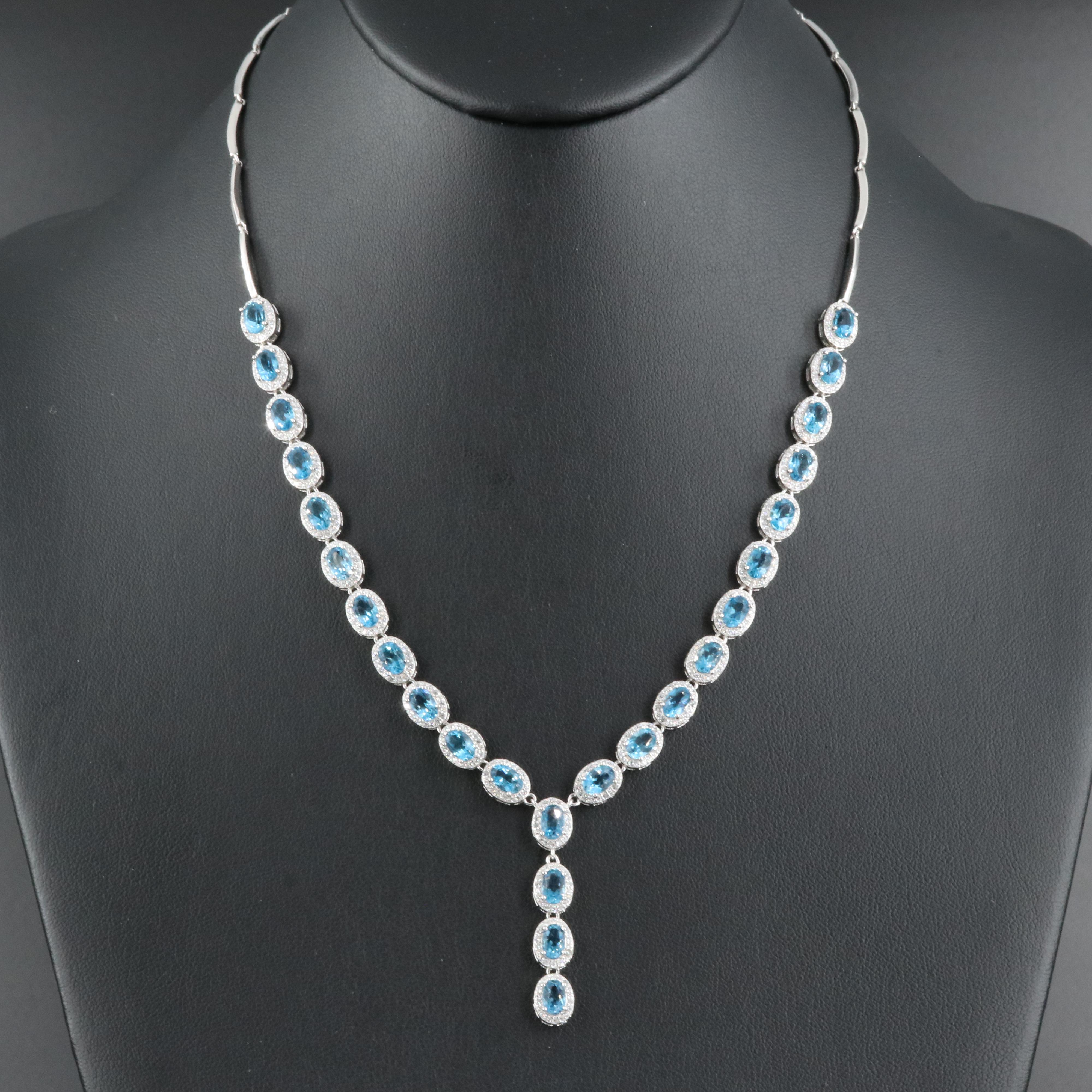 Sterling Topaz and Cubic Zirconia Y Necklace