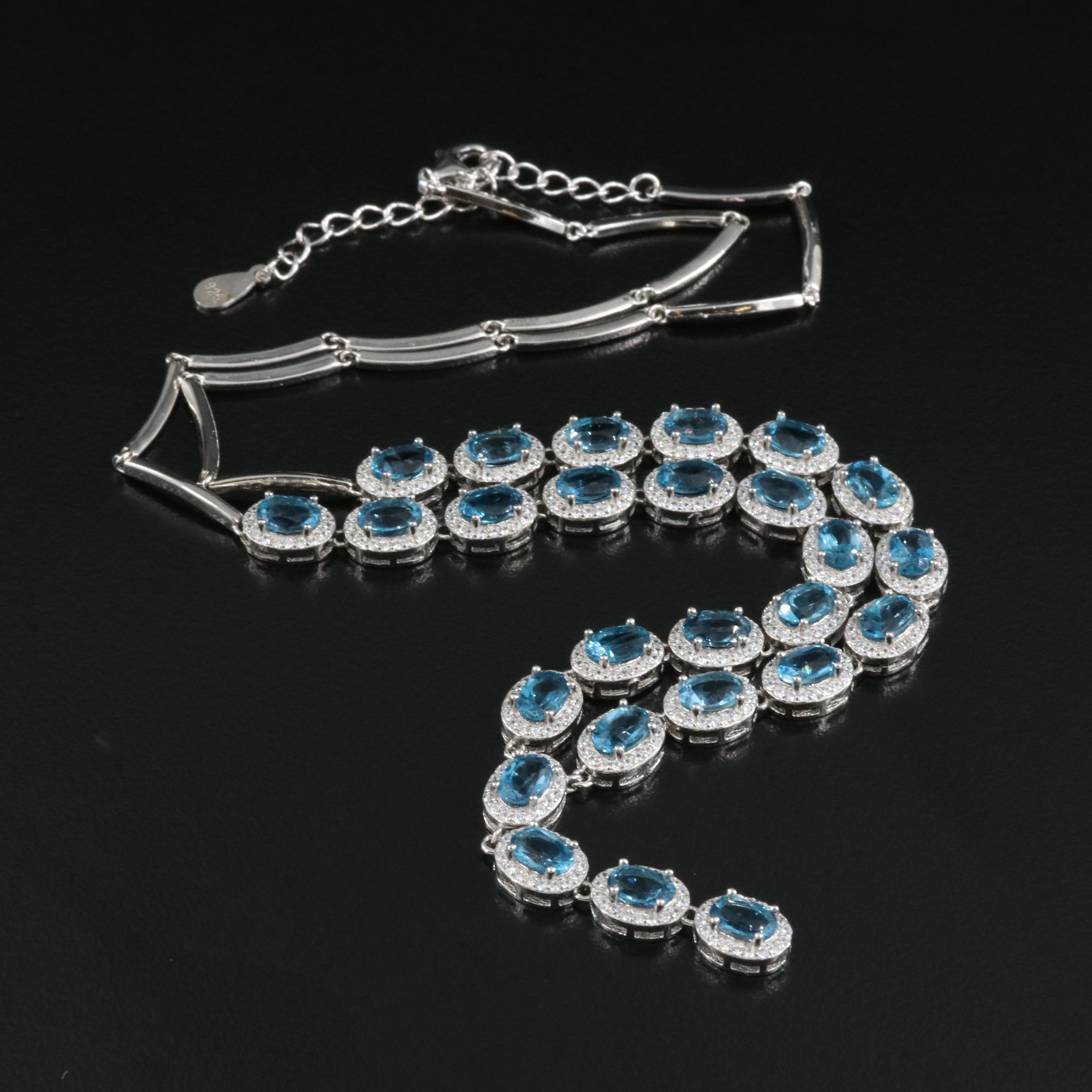 Sterling Topaz and Cubic Zirconia Y Necklace