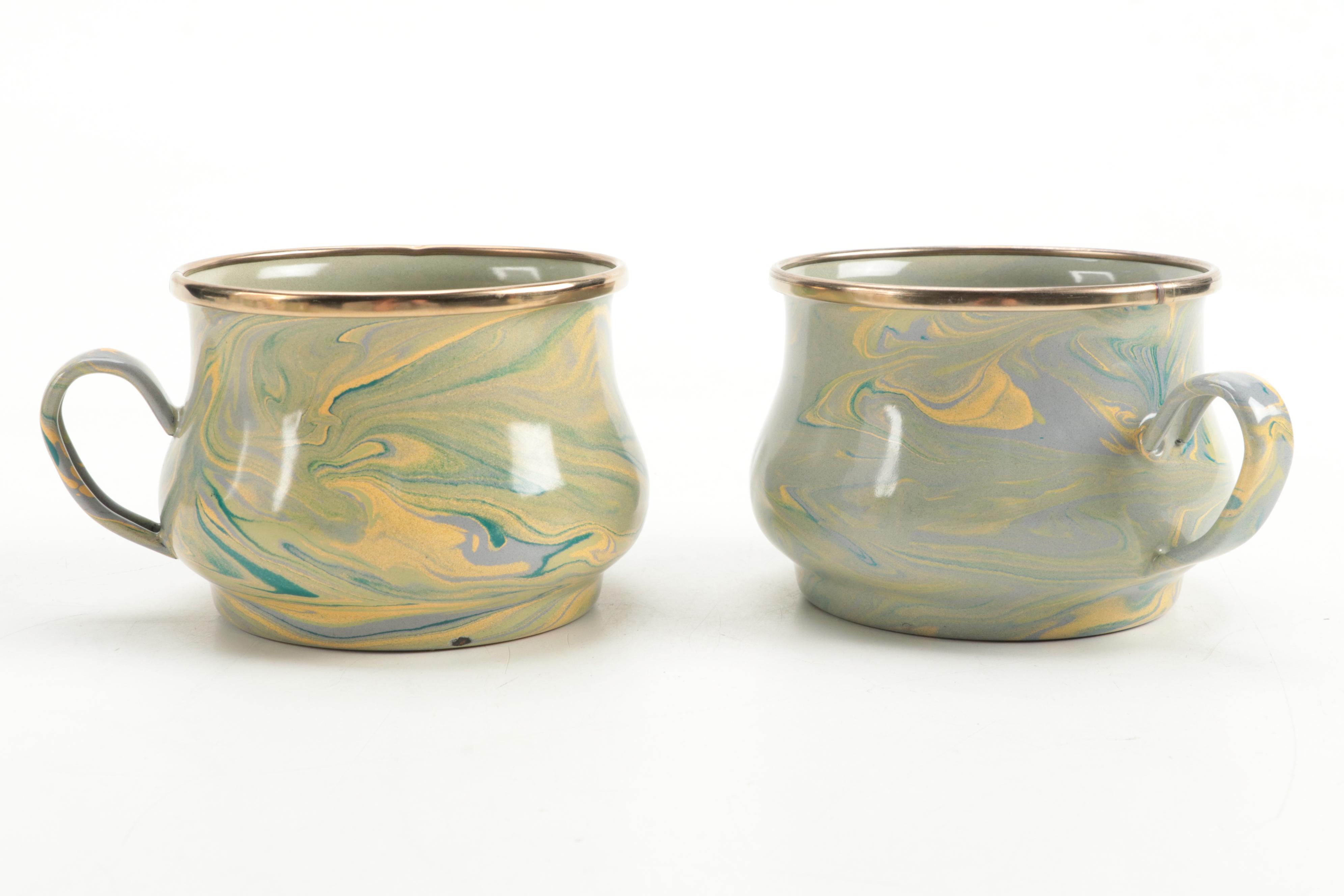 Camp Mackenzie-Childs Enamelware Mugs and "Buttercup" Canister