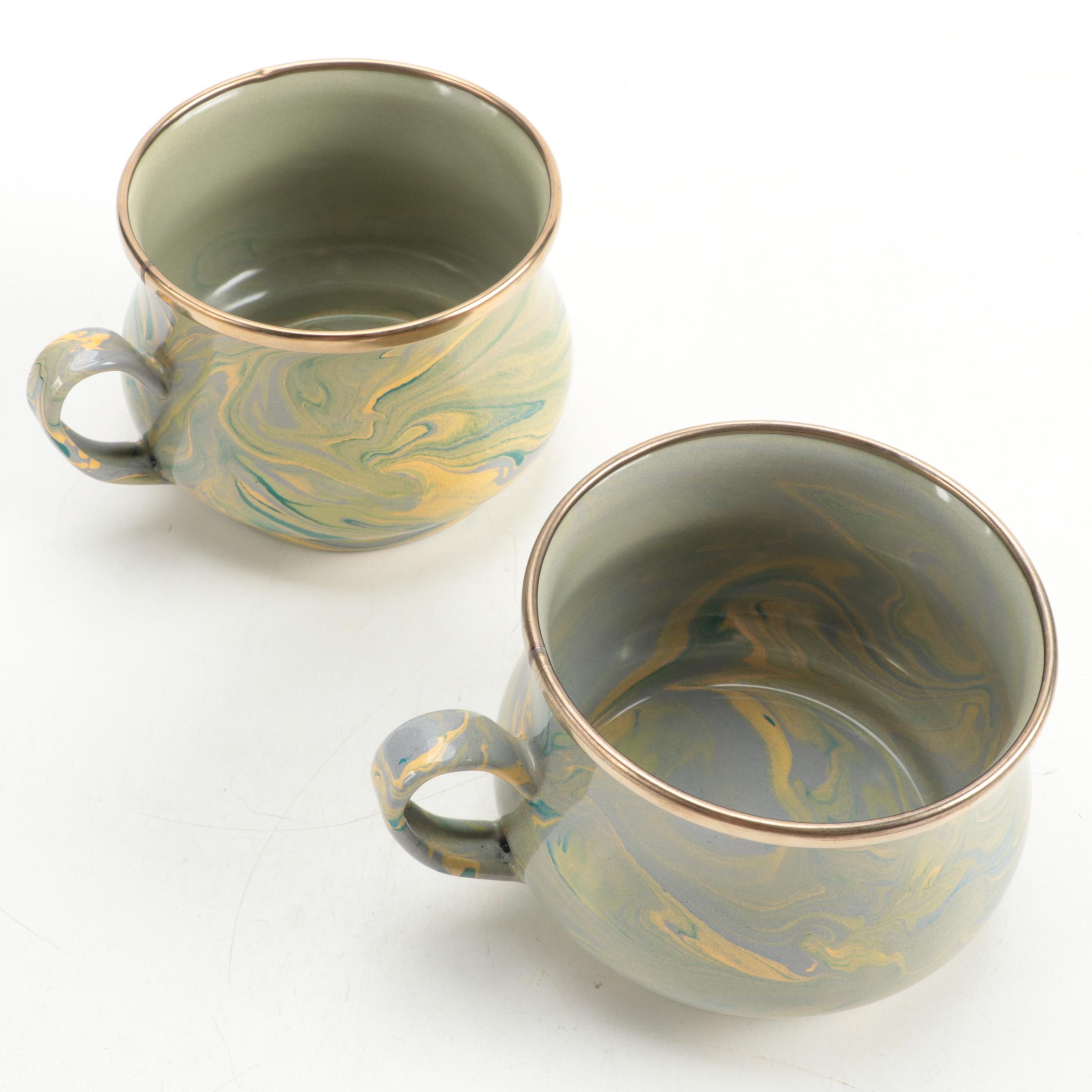 Camp Mackenzie-Childs Enamelware Mugs and "Buttercup" Canister