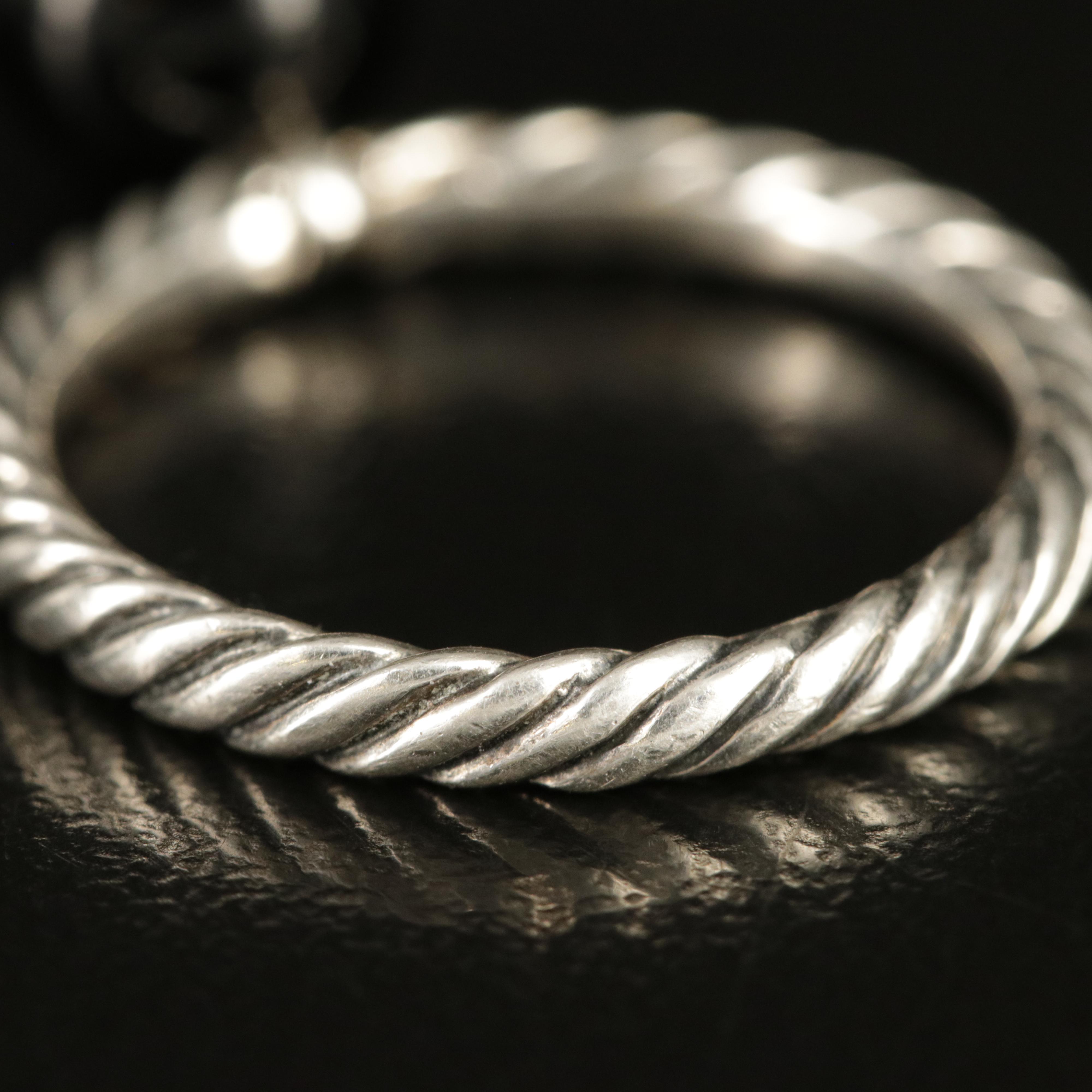 David Yurman Sterling Black Onyx Ball Cable Ring