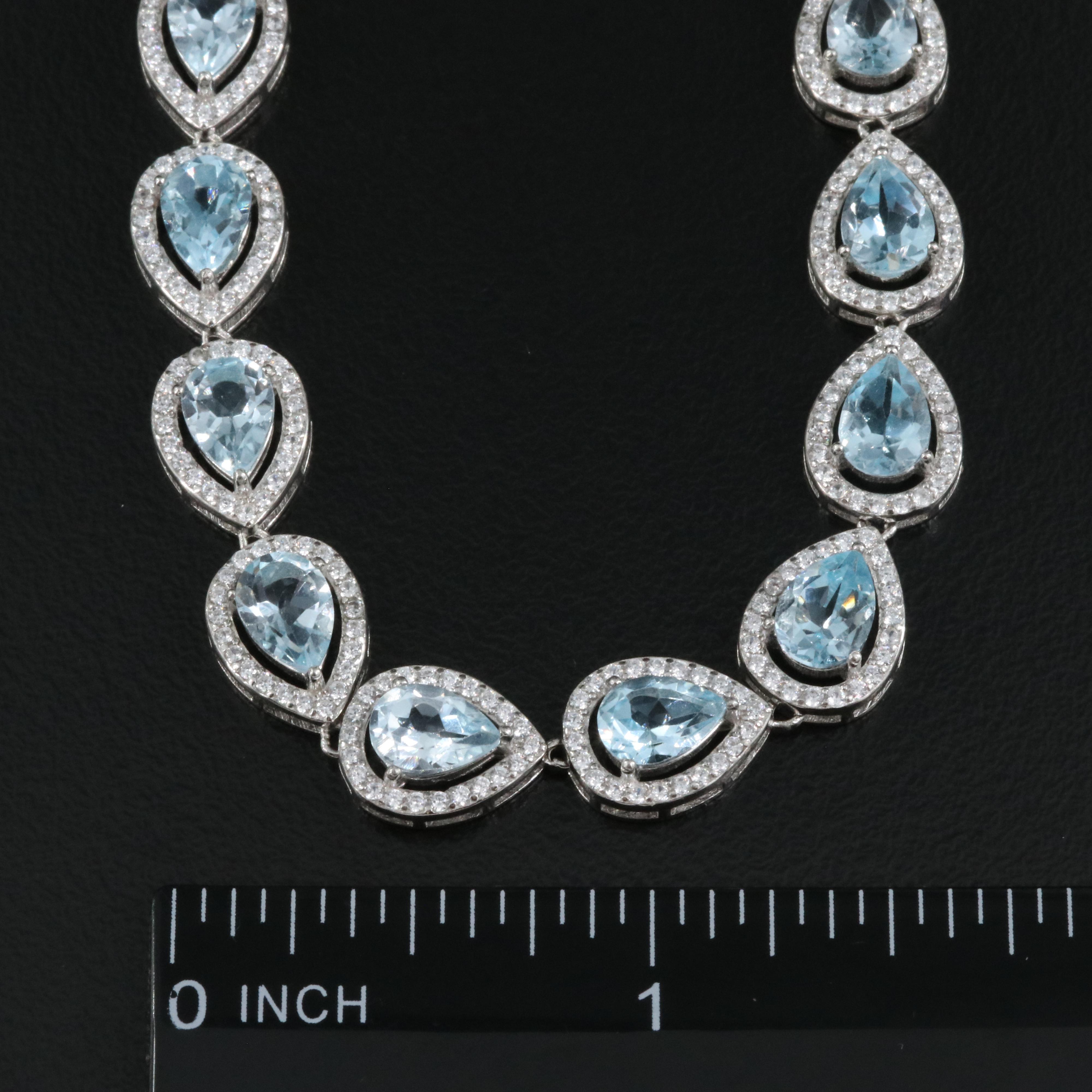 Sterling Sky Blue Topaz and Cubic Zirconia Necklace